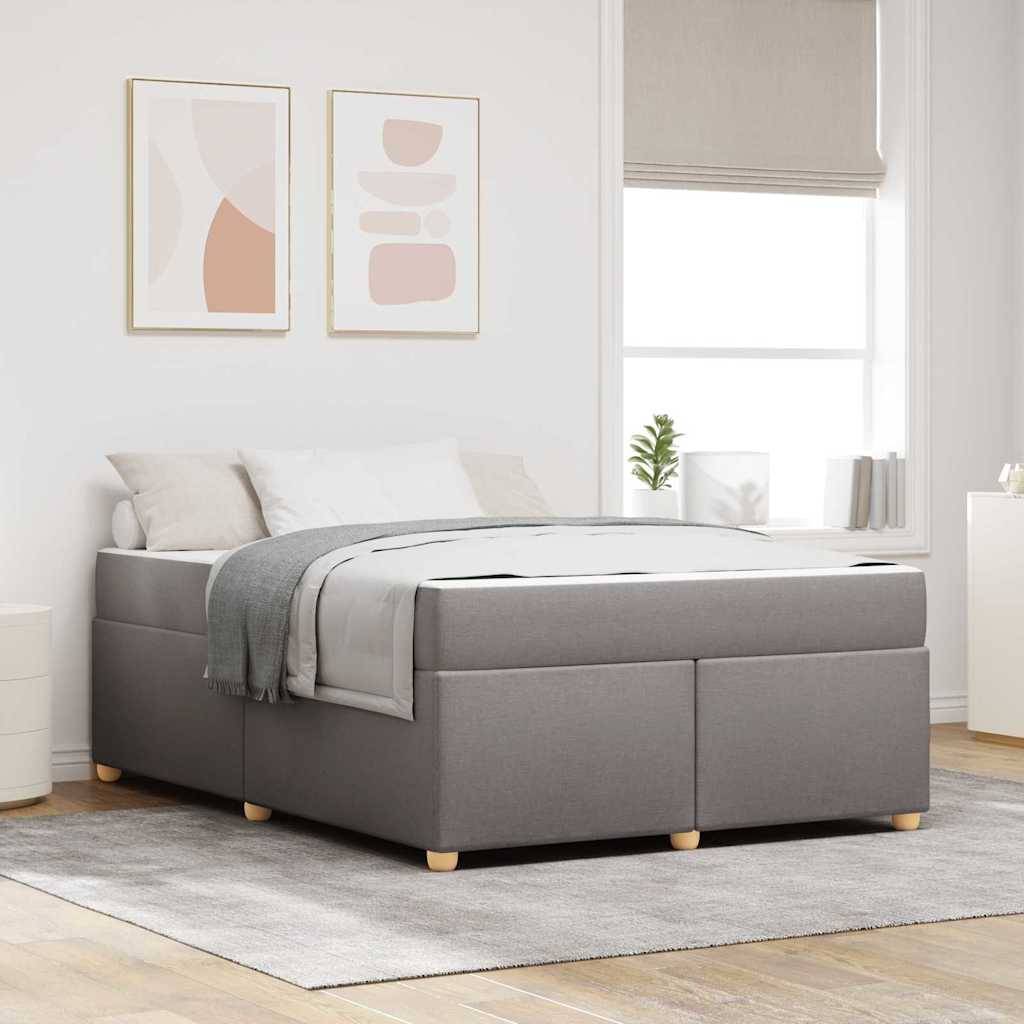 vidaXL Bettrahmen mit Matratze Taupe 140 x 200 cm Stoff