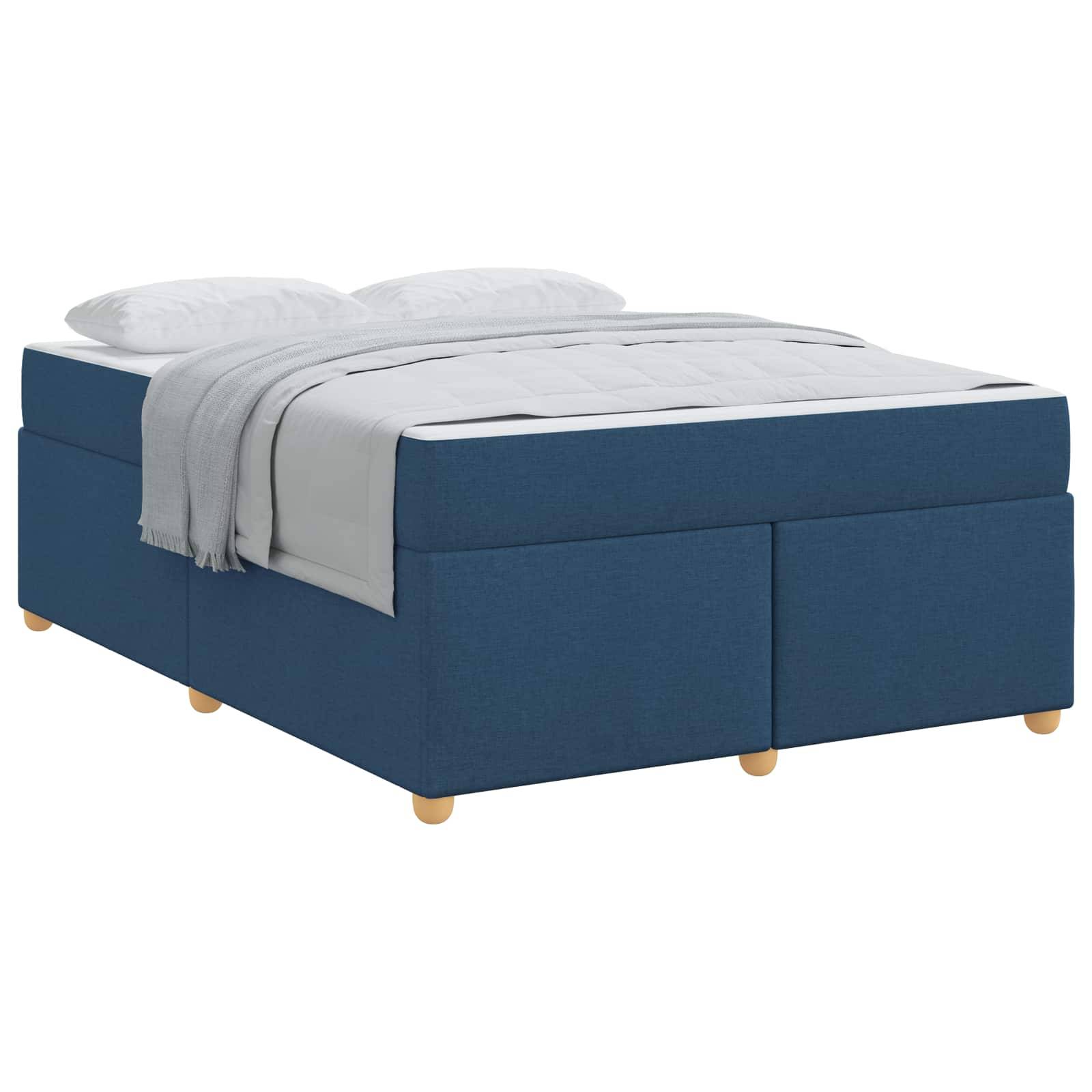 vidaXL Bettrahmen mit Matratze Blau 140 x 200 cm Stoff