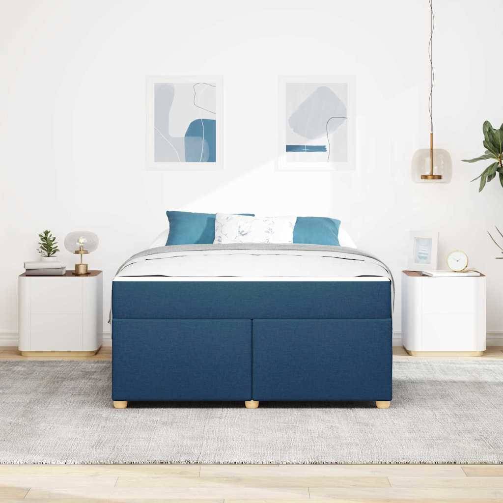 vidaXL Bettrahmen mit Matratze Blau 140 x 200 cm Stoff