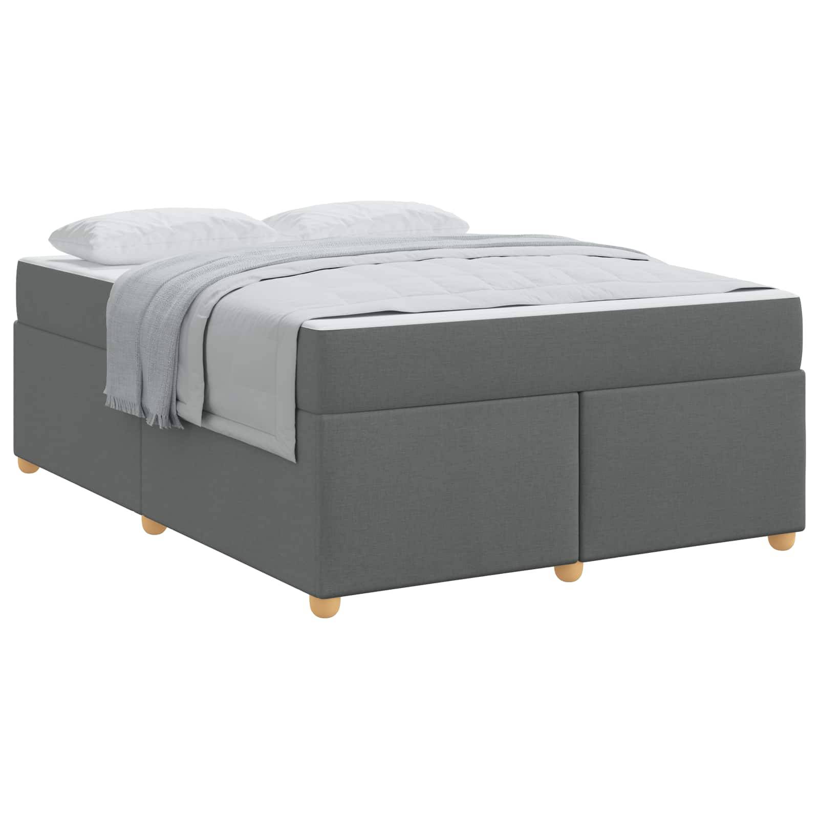 vidaXL Bettrahmen mit Matratze Dunkelgrau 140 x 200 cm Stoff