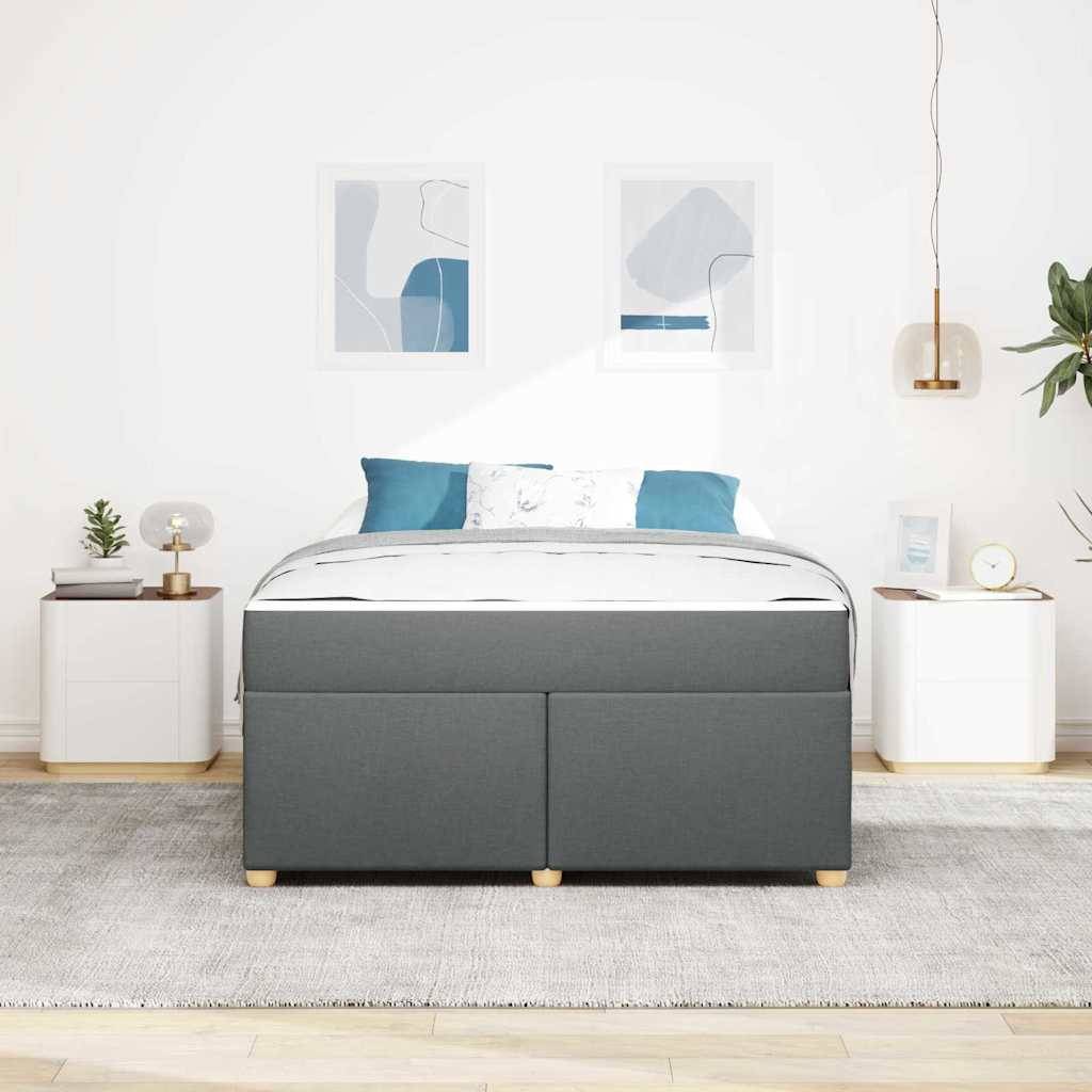 vidaXL Bettrahmen mit Matratze Dunkelgrau 140 x 200 cm Stoff