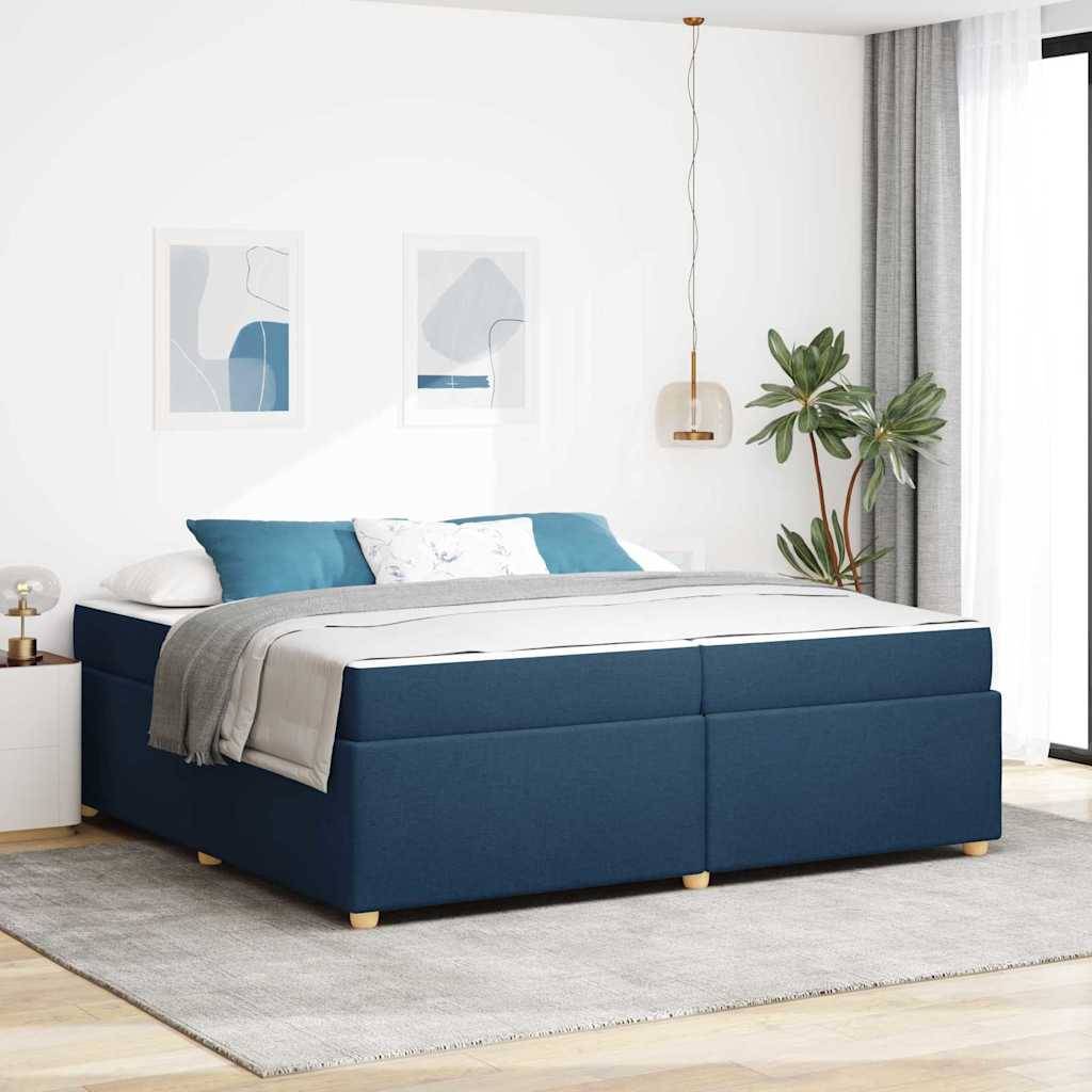 vidaXL Bettrahmen mit Matratze Blau 200 x 200 cm Stoff