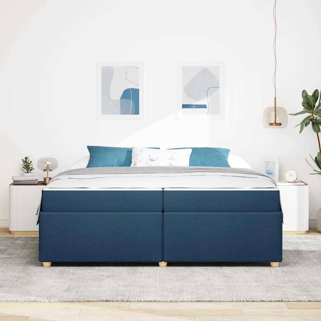 vidaXL Bettrahmen mit Matratze Blau 200 x 200 cm Stoff