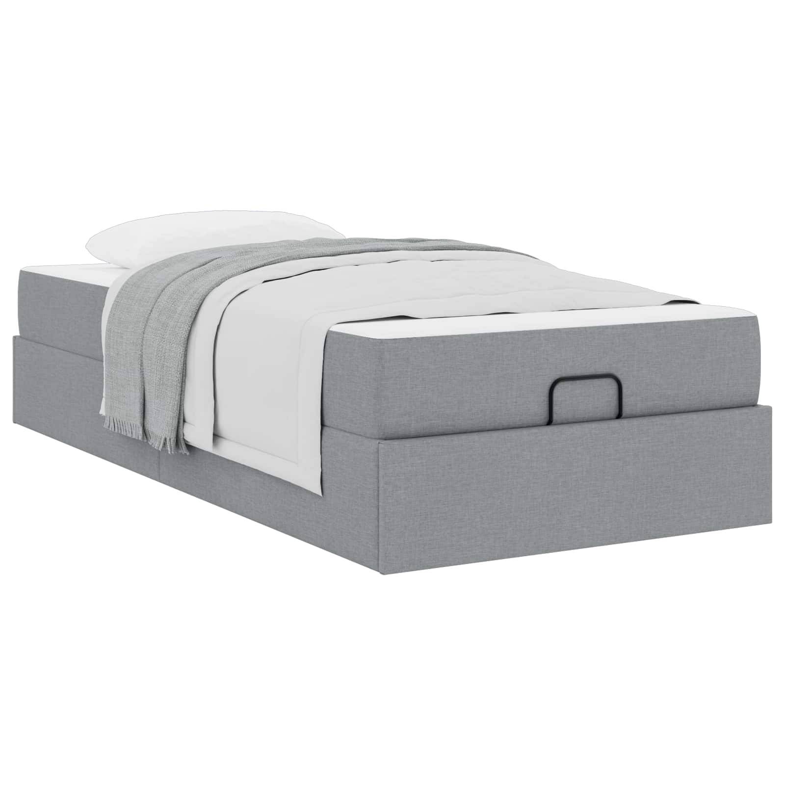 vidaXL Bettgestell mit Matratze 2 pcs Hellgrau Stoff