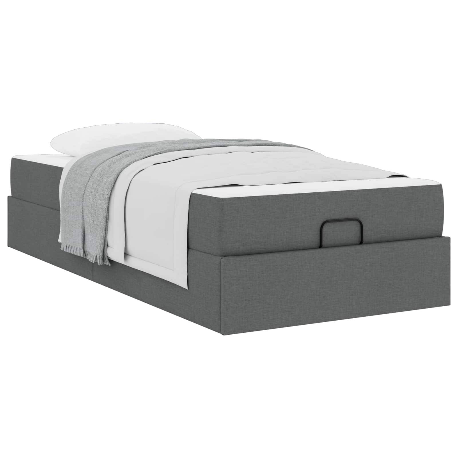 vidaXL Bettgestell mit Matratze 2 pcs Dunkelgrau Stoff