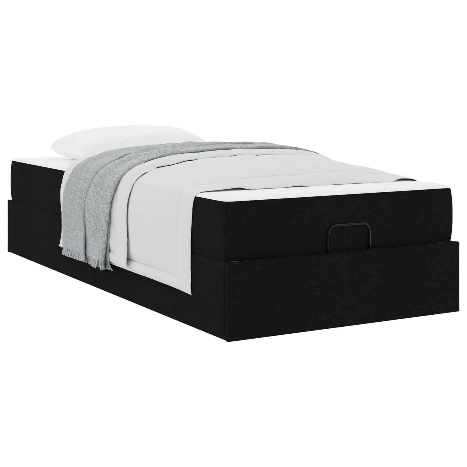 vidaXL Bettgestell mit Matratze 2 pcs Schwarz Stoff