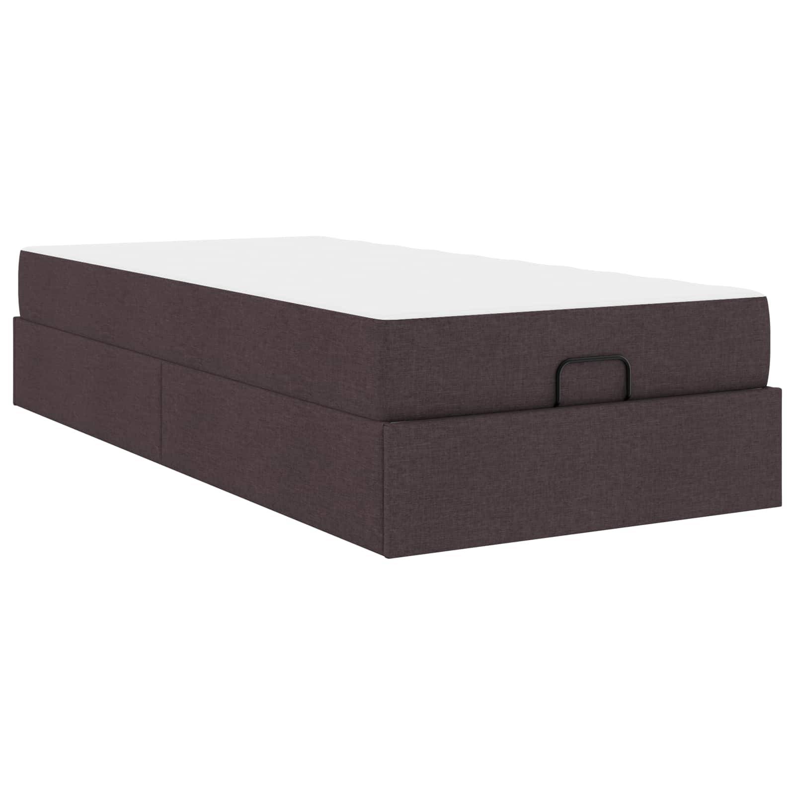 vidaXL Bettgestell mit Matratze 2 pcs Hellbraun Stoff