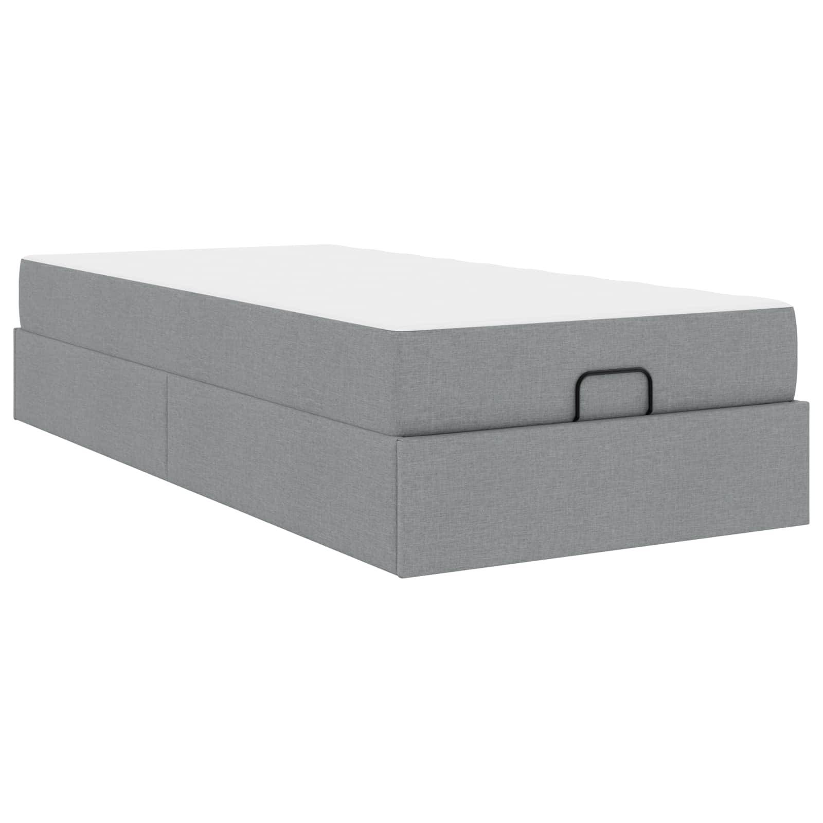 vidaXL Bettgestell mit Matratze 2 pcs Hellgrau Stoff