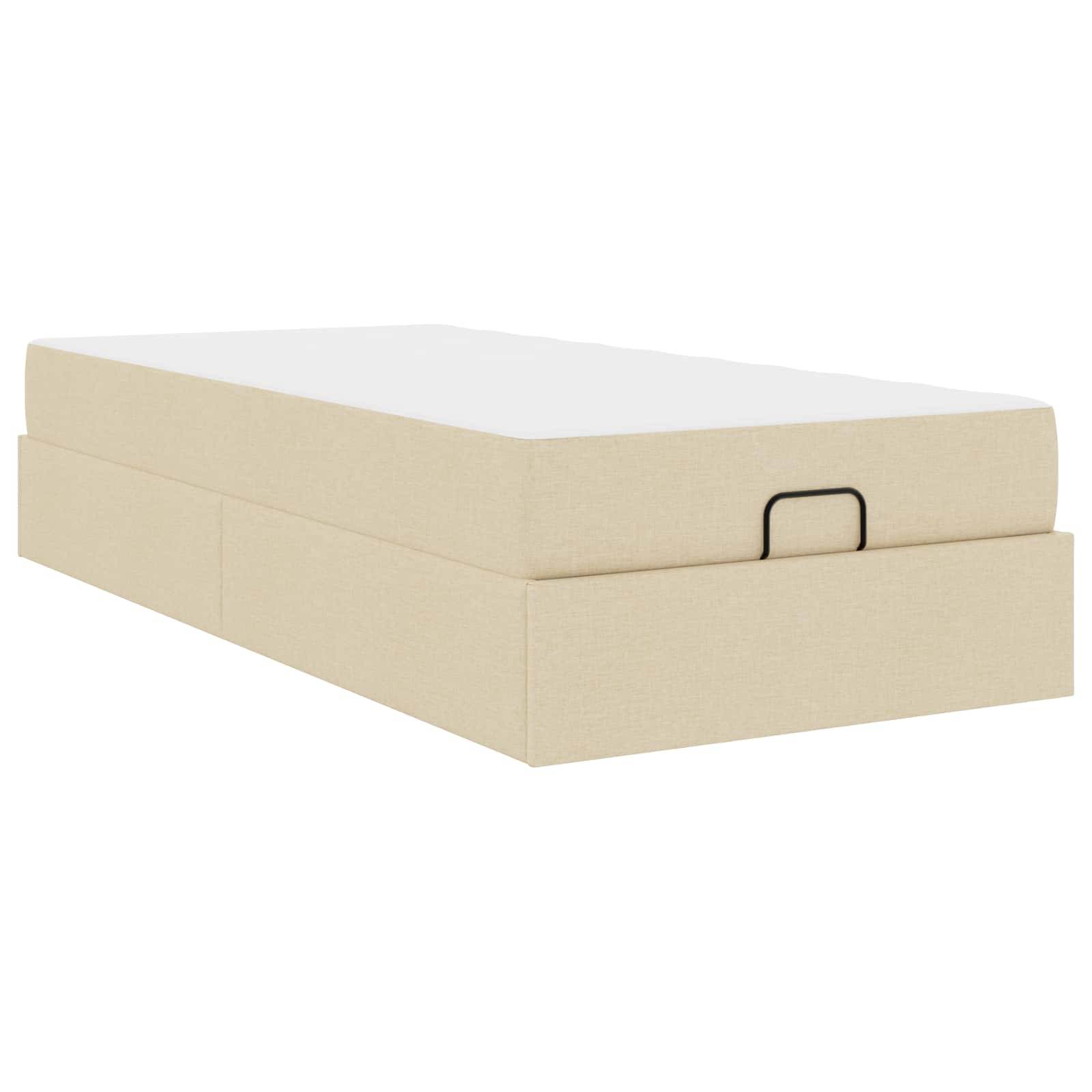 vidaXL Bettgestell mit Matratze 2 pcs Creme Stoff