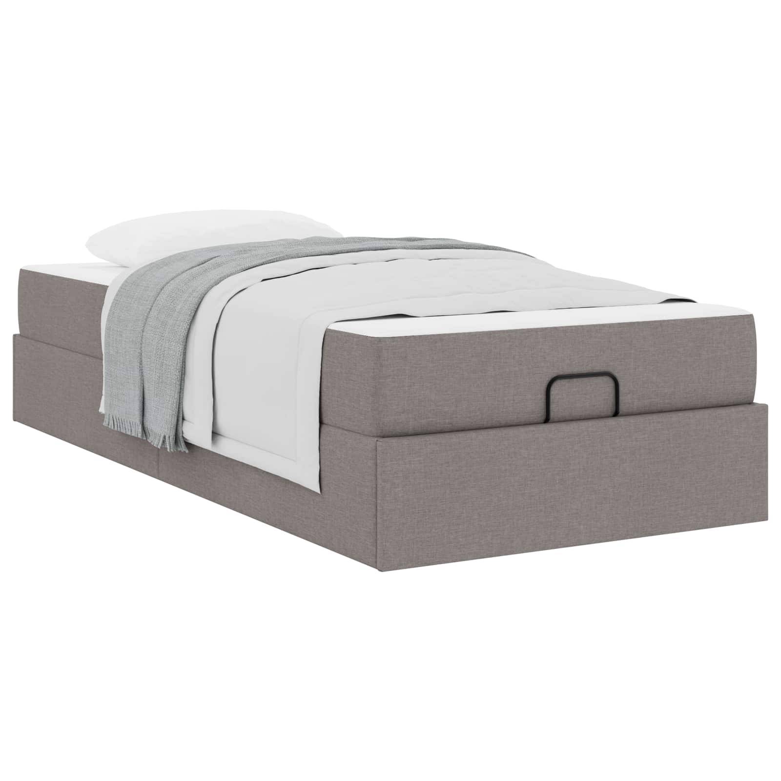 vidaXL Bettgestell mit Matratze 2 pcs Taupe Stoff