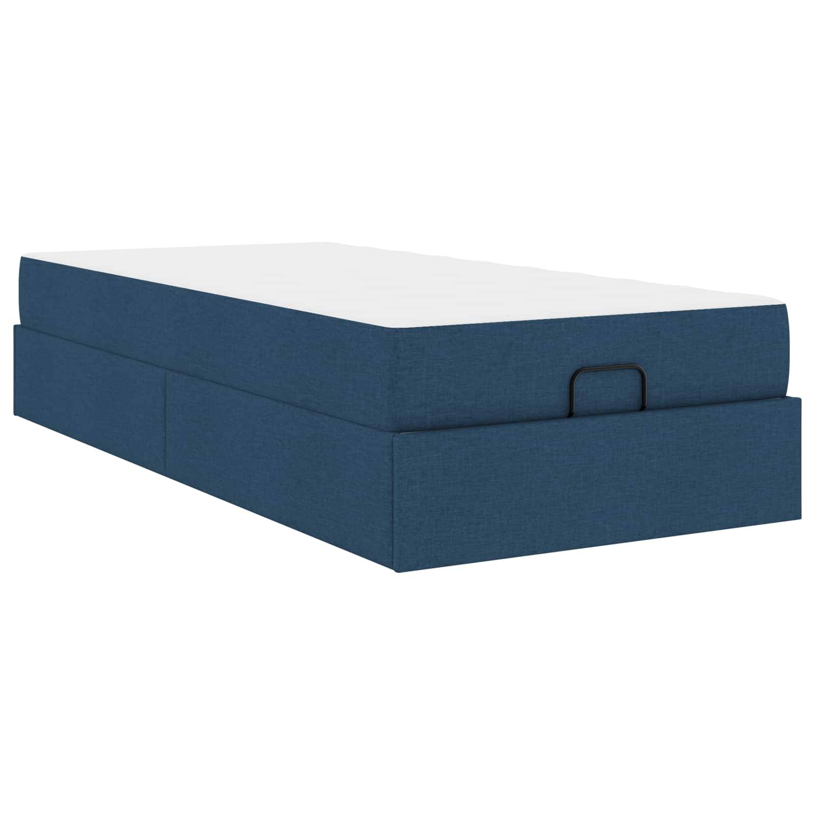 vidaXL Bettgestell mit Matratze 2 pcs Blau Stoff