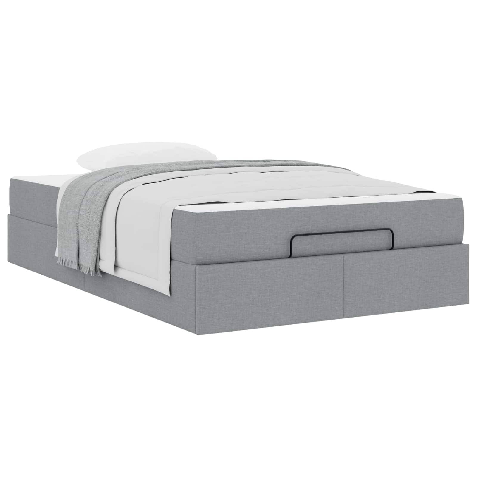 vidaXL Bettgestell mit Matratze 2 pcs Hellgrau Stoff