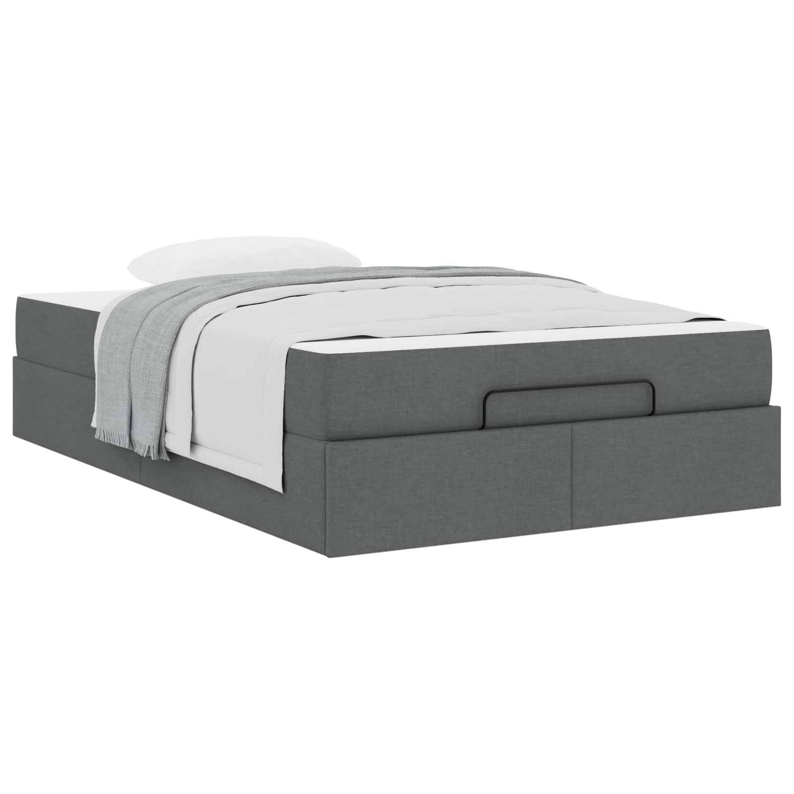 vidaXL Bettgestell mit Matratze 2 pcs Dunkelgrau Stoff