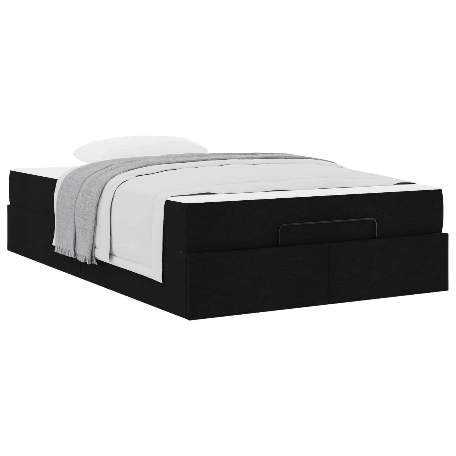 vidaXL Bettgestell mit Matratze 2 pcs Schwarz Stoff