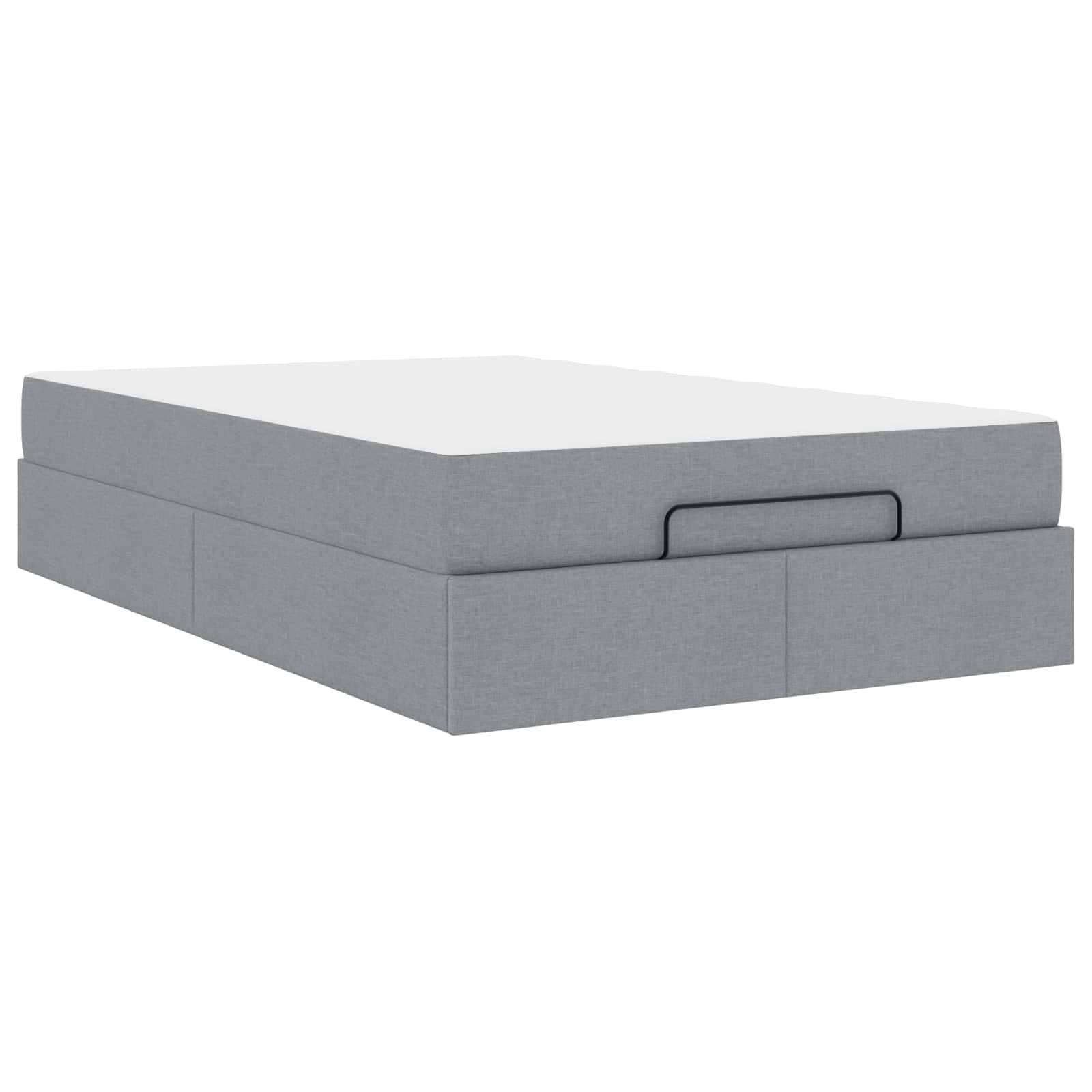 vidaXL Bettgestell mit Matratze 2 pcs Hellgrau Stoff