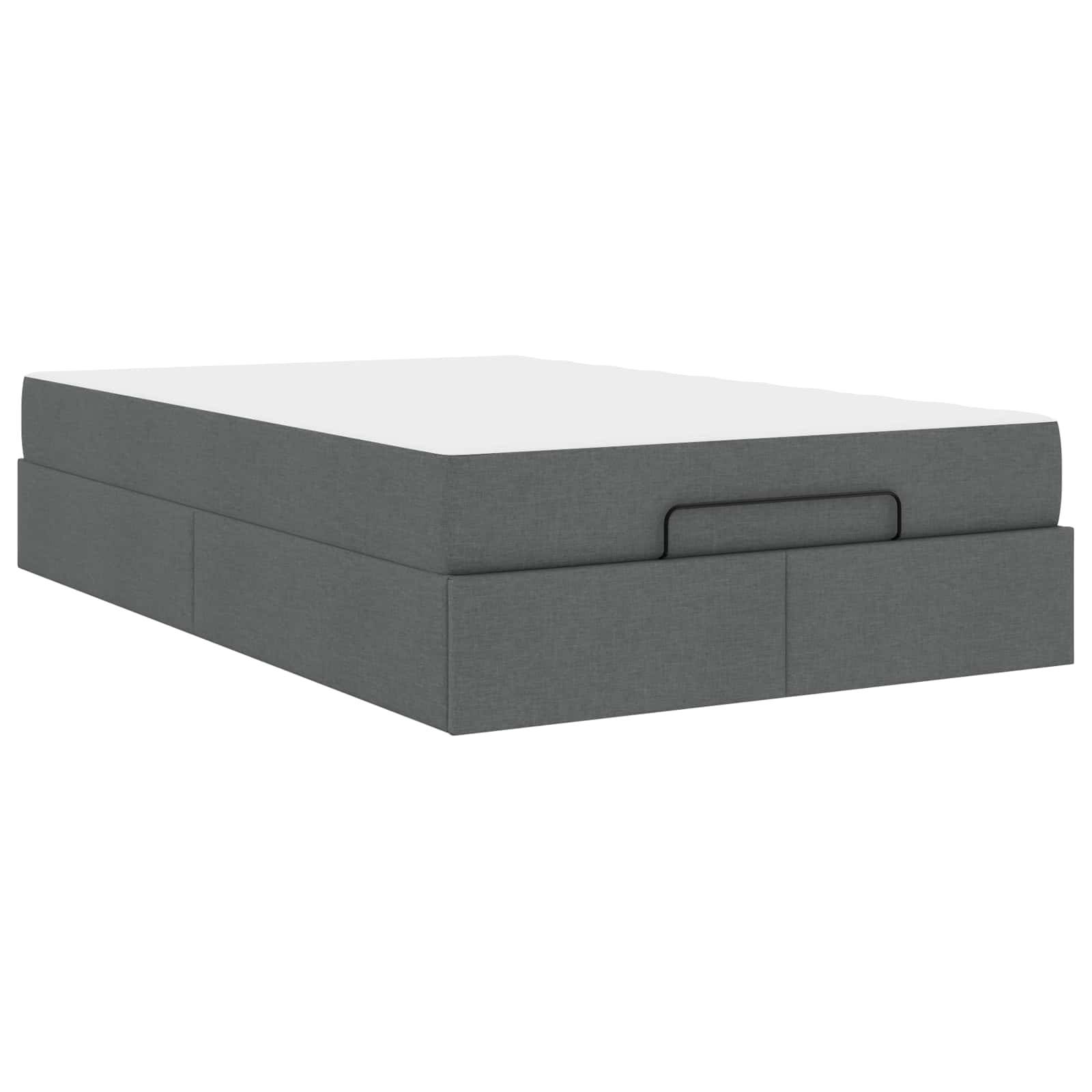 vidaXL Bettgestell mit Matratze 2 pcs Dunkelgrau Stoff