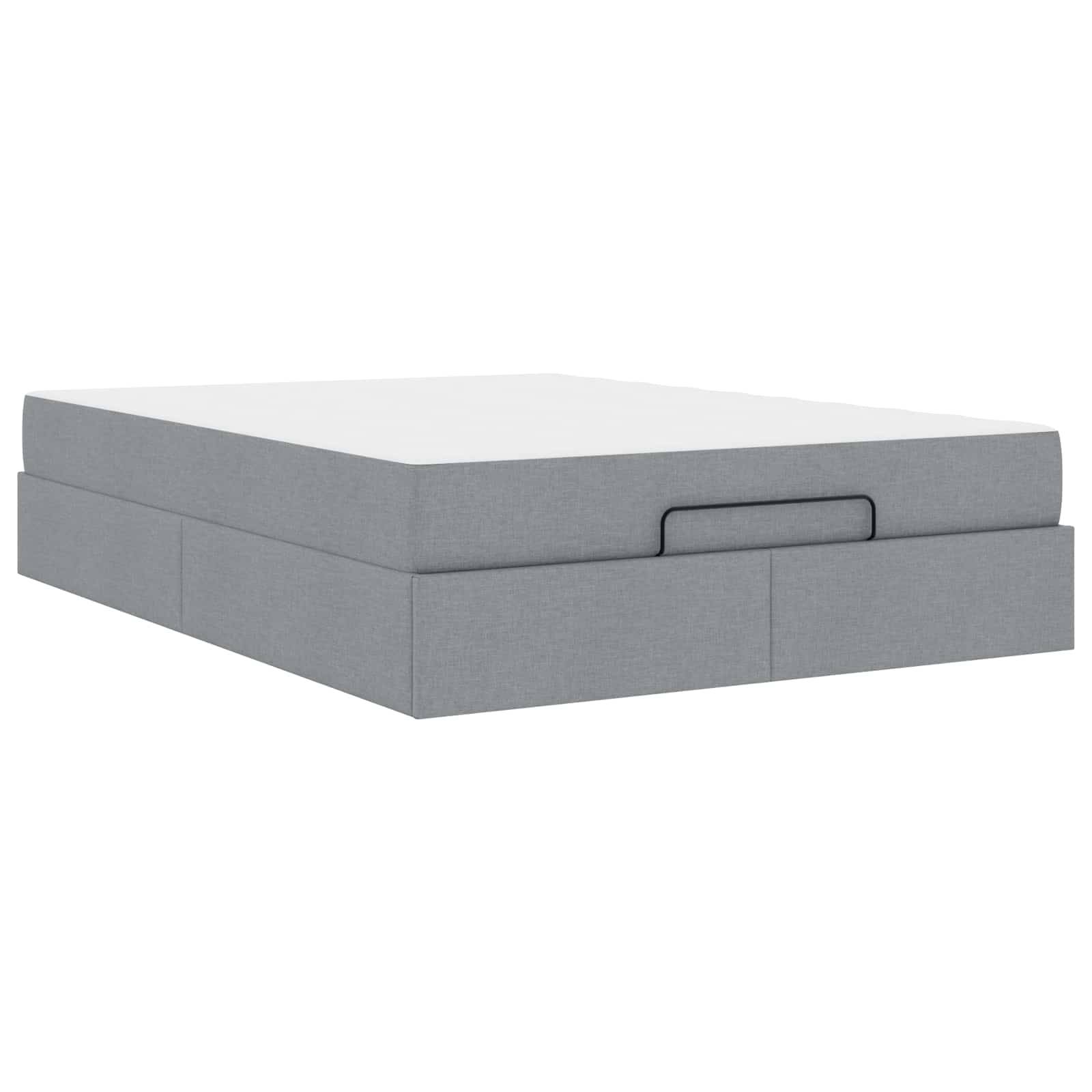vidaXL Bettgestell mit Matratze 2 pcs Hellgrau Stoff