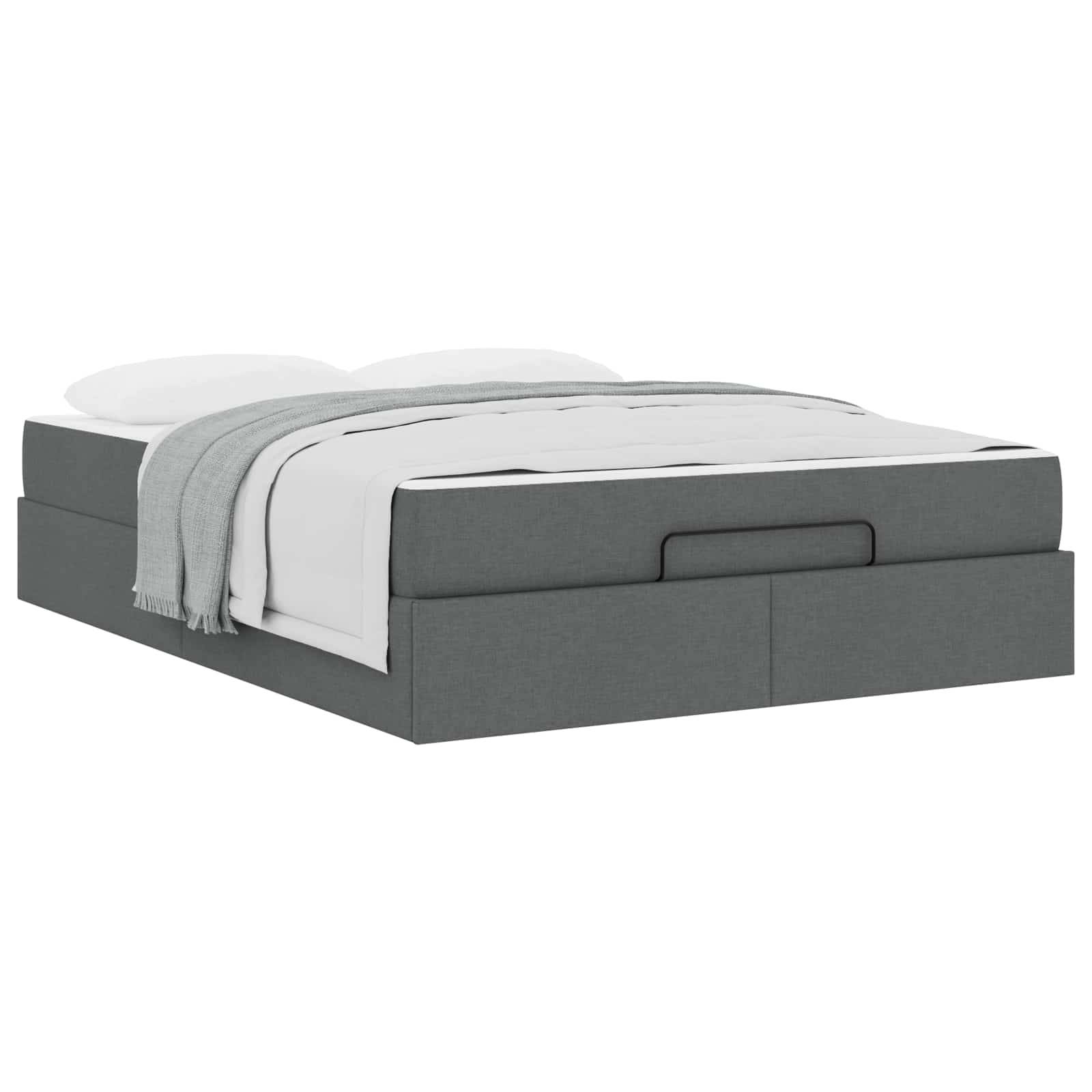 vidaXL Bettgestell mit Matratze 2 pcs Dunkelgrau Stoff