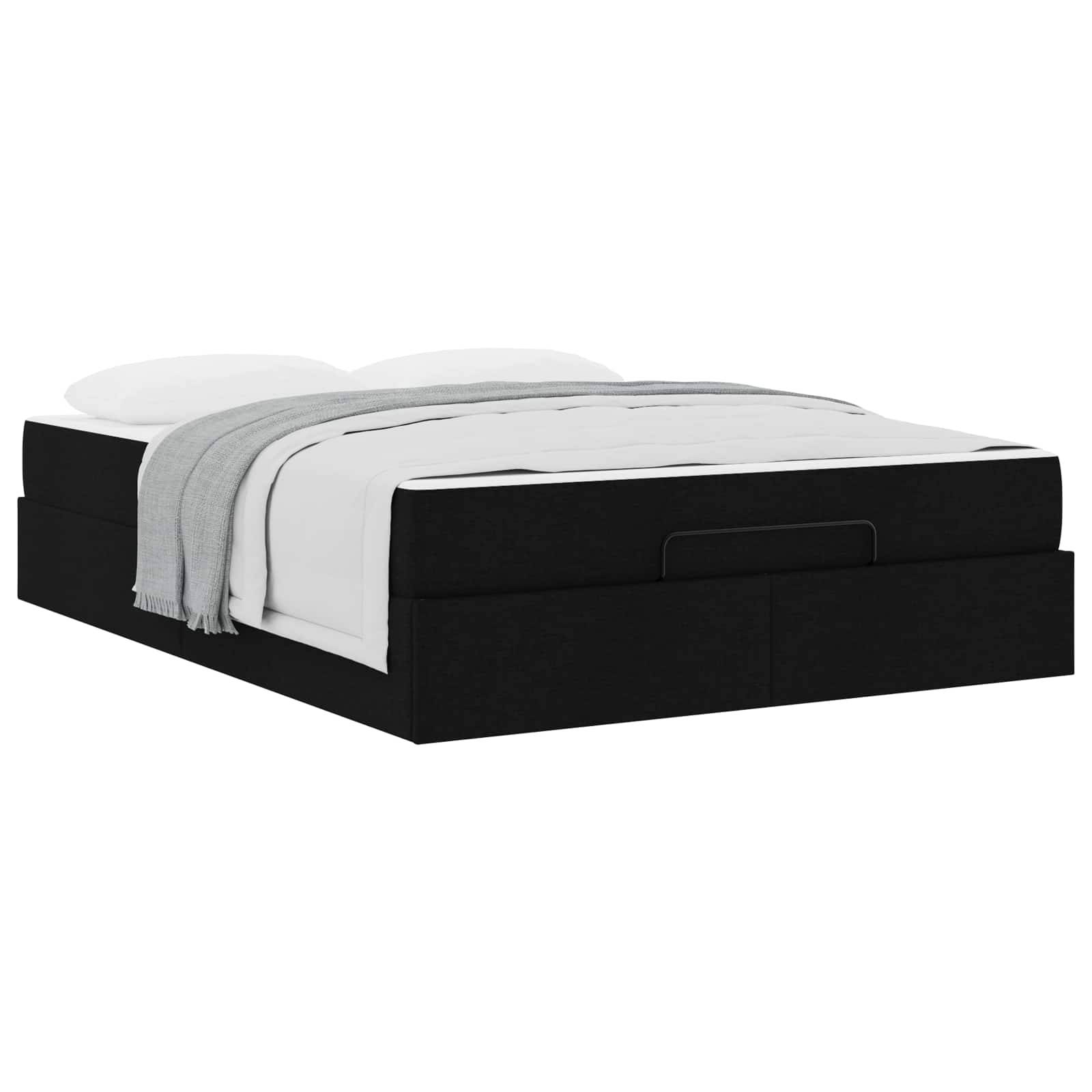 vidaXL Bettgestell mit Matratze 2 pcs Schwarz Stoff
