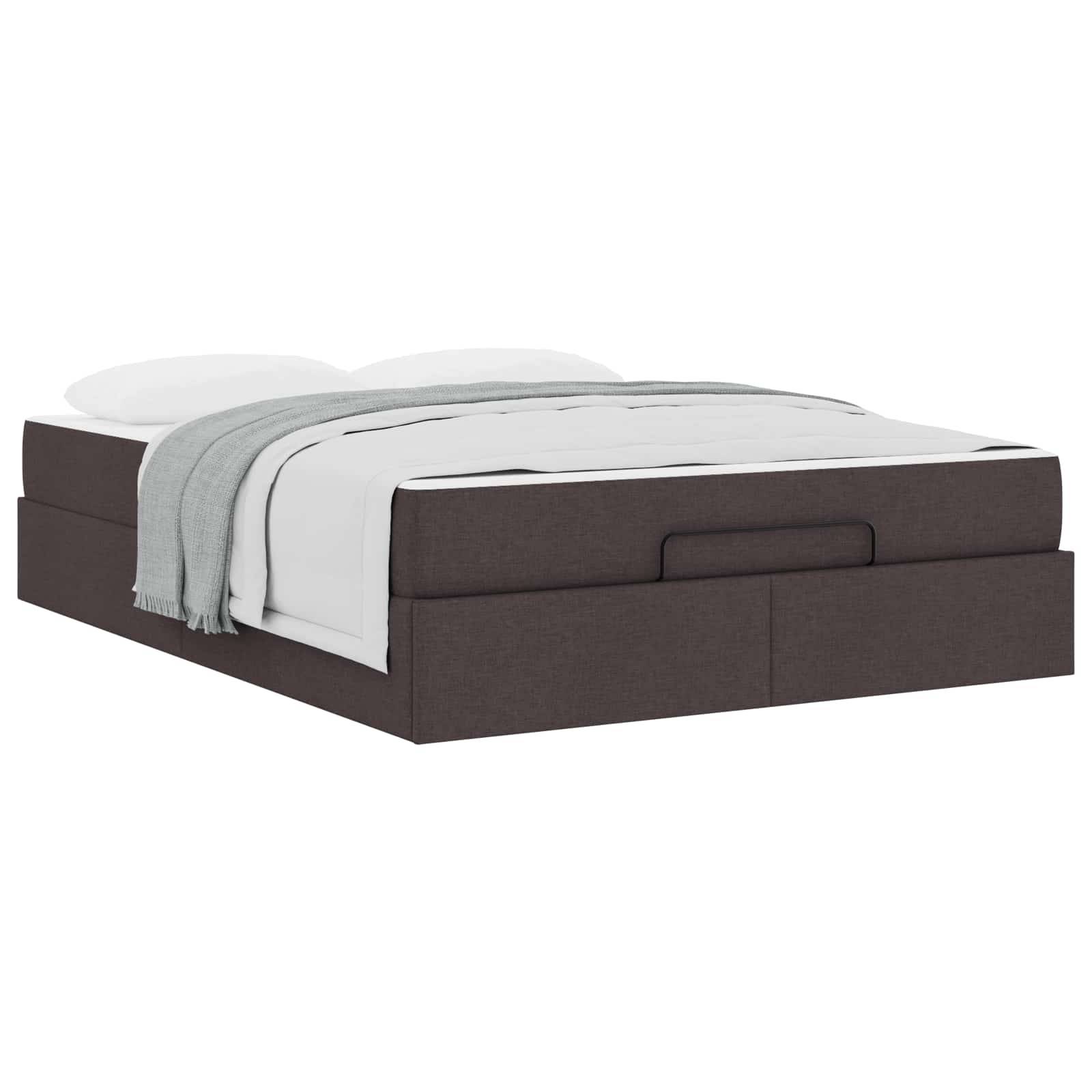 vidaXL Bettgestell mit Matratze 2 pcs Hellbraun Stoff
