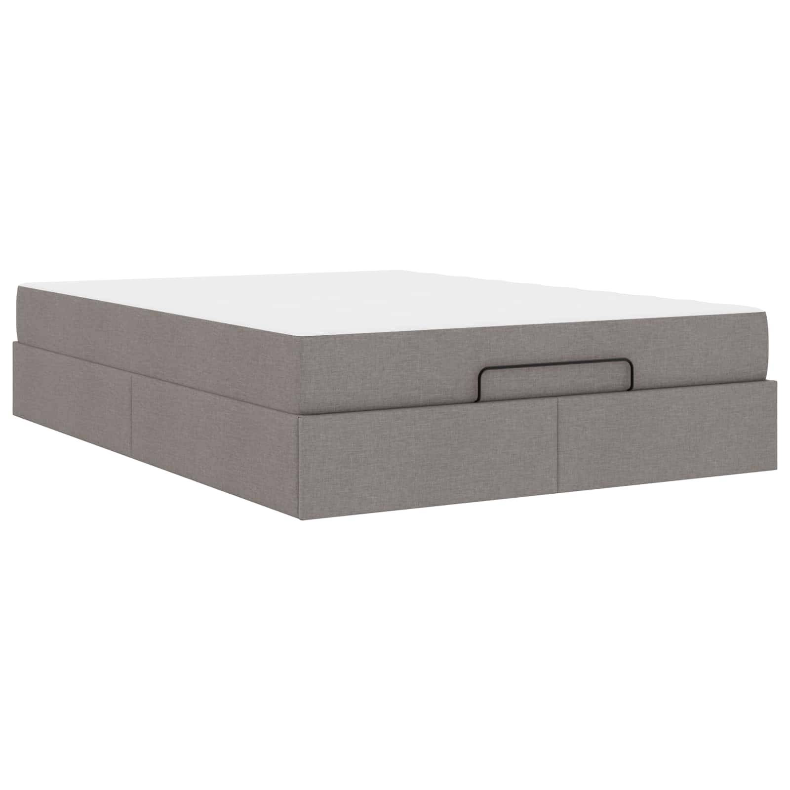 vidaXL Bettgestell mit Matratze 2 pcs Taupe Stoff
