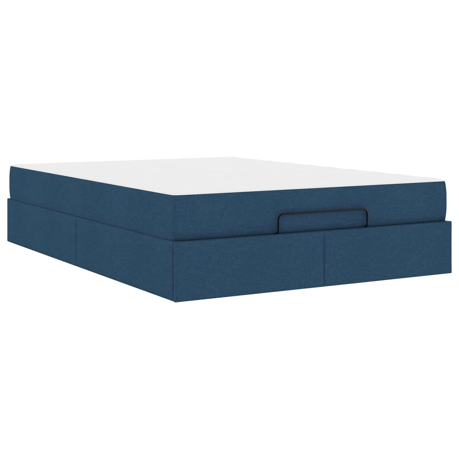 vidaXL Bettgestell mit Matratze 2 pcs Blau Stoff