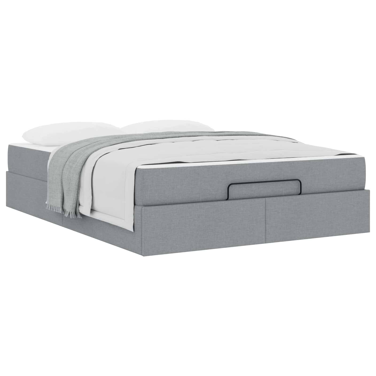 vidaXL Bettgestell mit Matratze 2 pcs Hellgrau Stoff