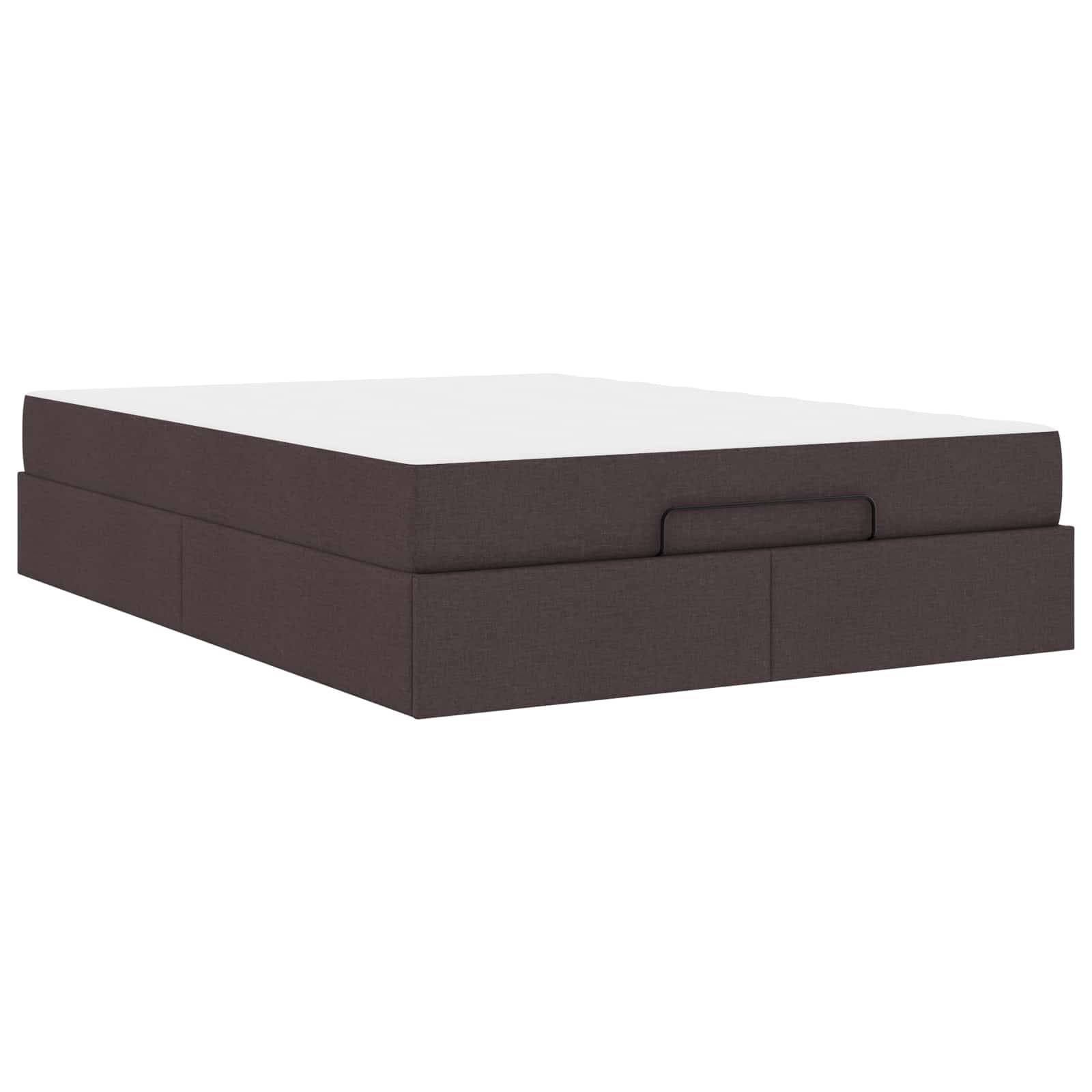 vidaXL Bettgestell mit Matratze 2 pcs Hellbraun Stoff