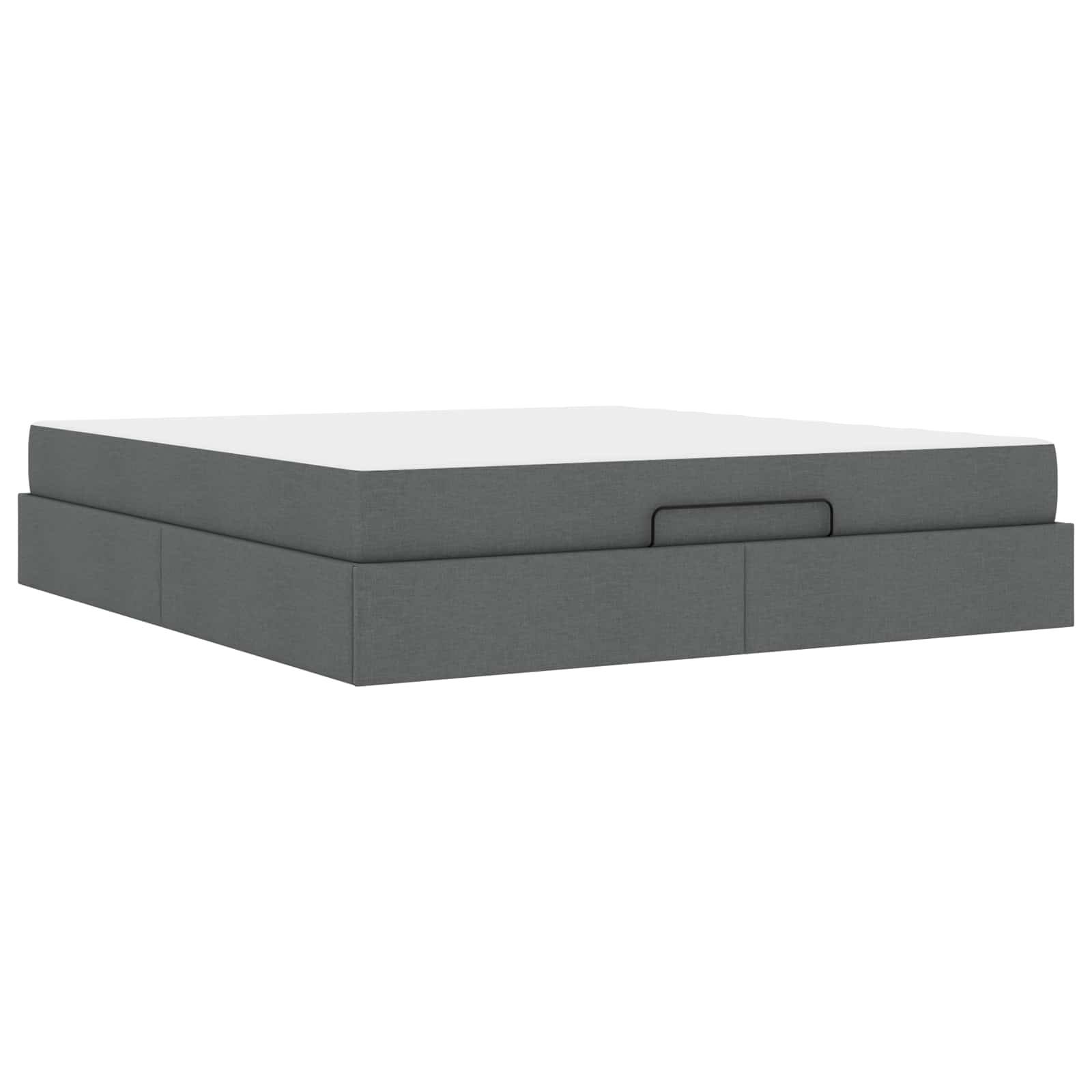 vidaXL Bettgestell mit Matratze 2 pcs Dunkelgrau Stoff