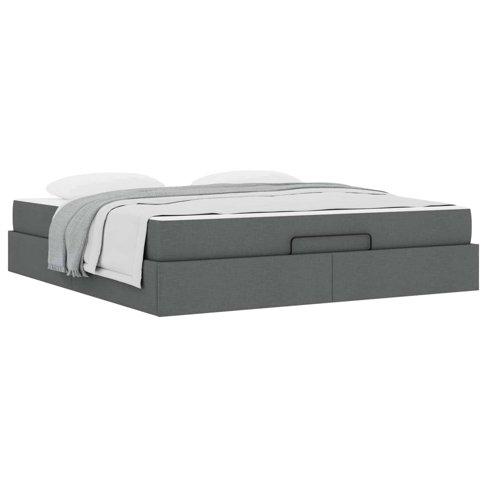 vidaXL Bettgestell mit Matratze 2 pcs Dunkelgrau Stoff