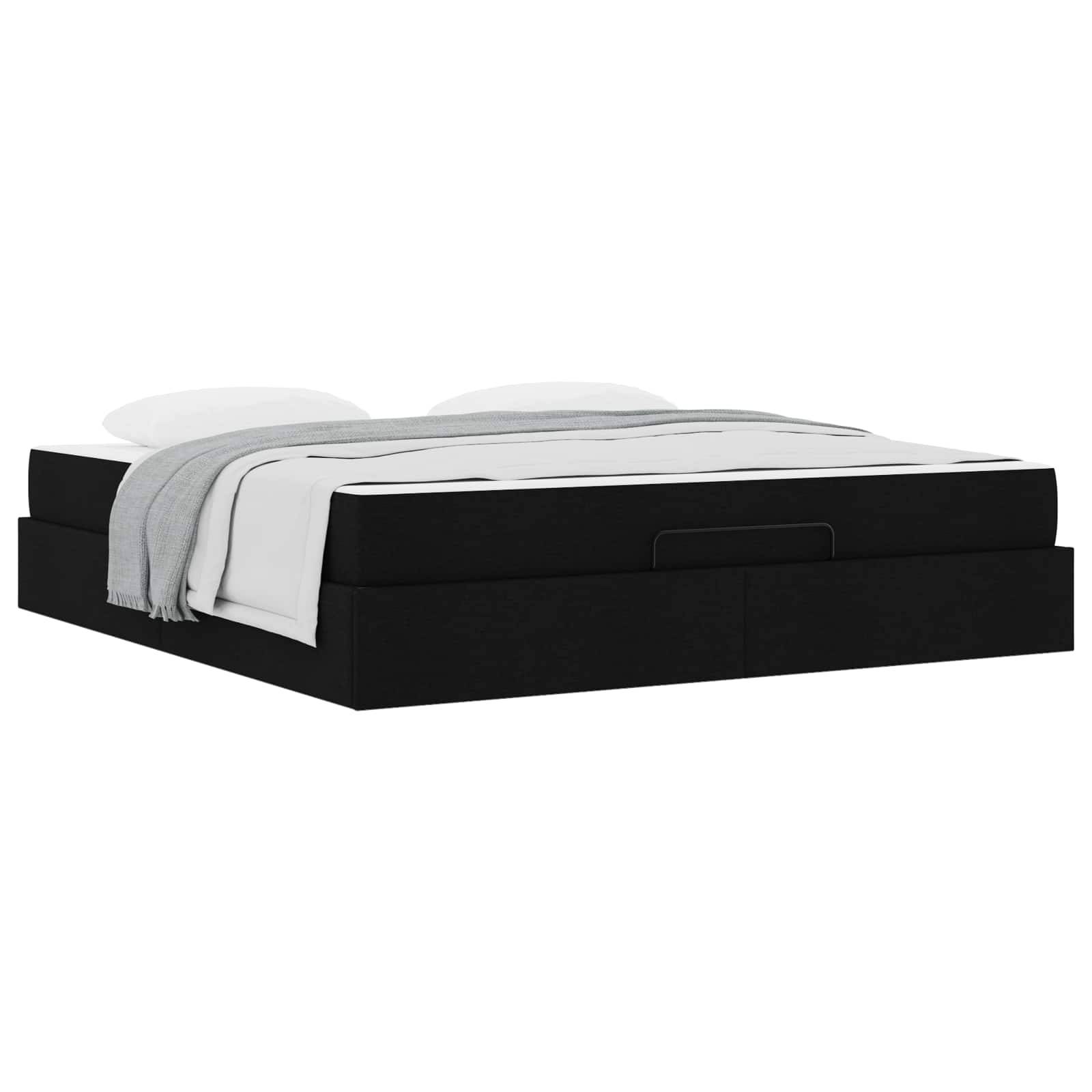 vidaXL Bettgestell mit Matratze 2 pcs Schwarz Stoff