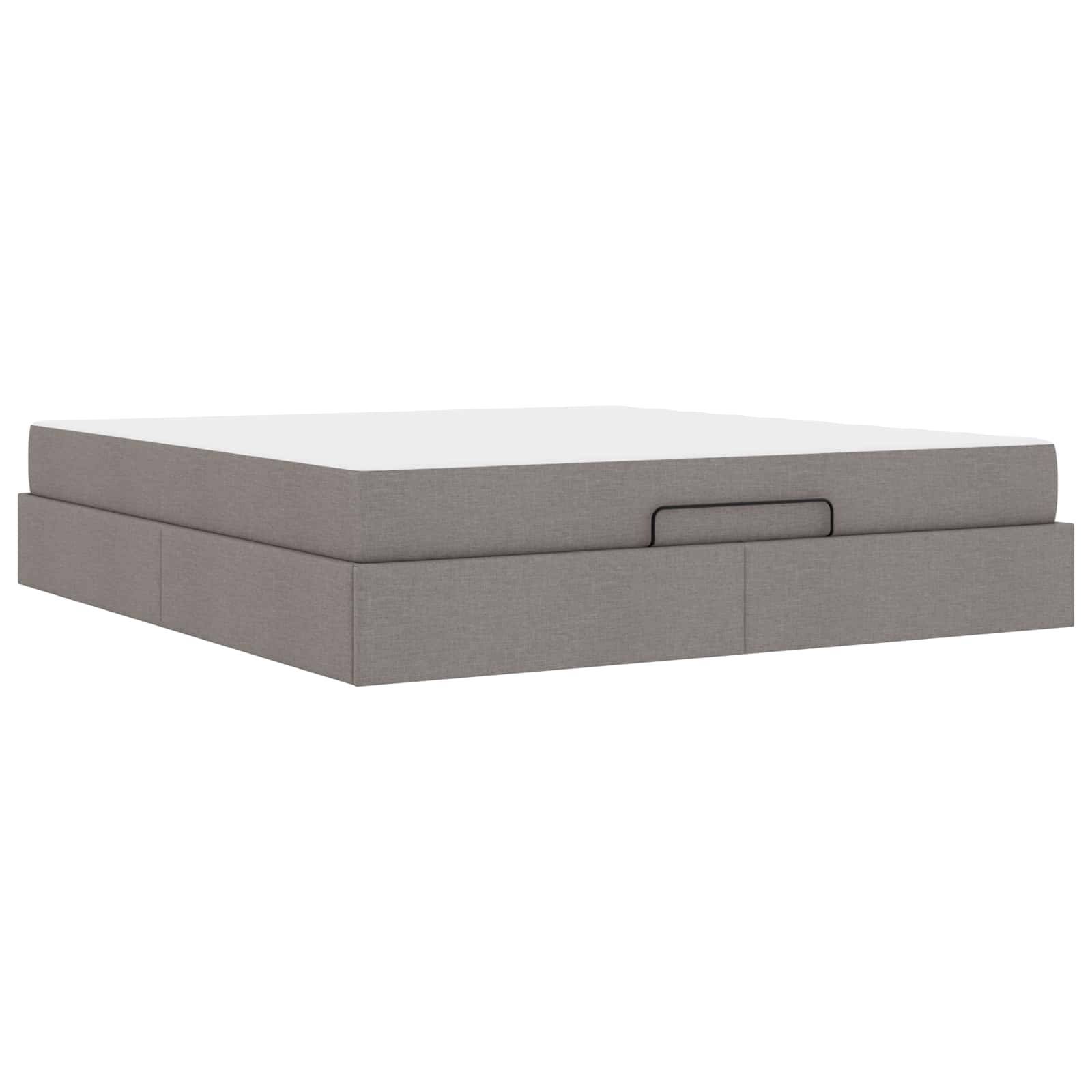 vidaXL Bettgestell mit Matratze 2 pcs Taupe Stoff