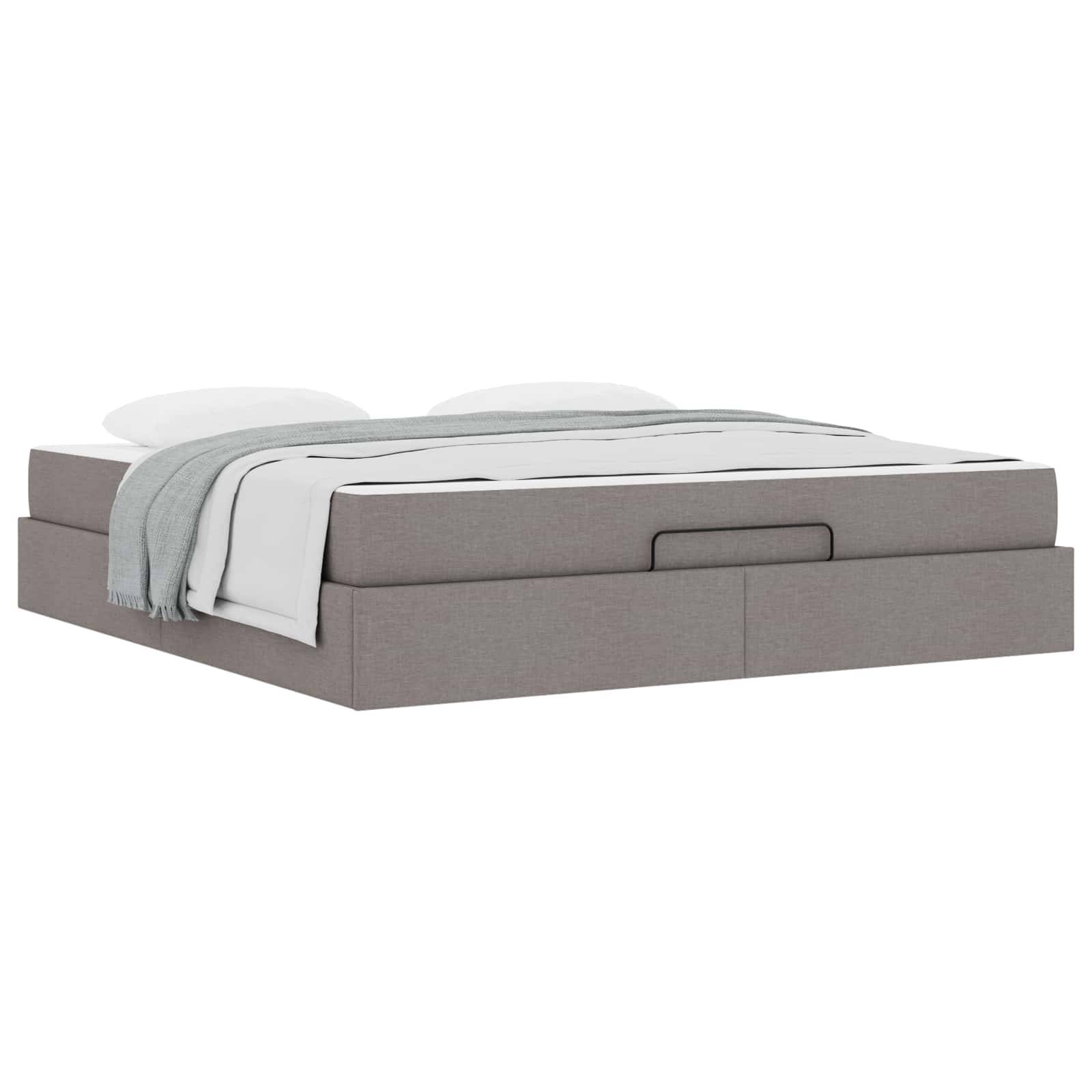 vidaXL Bettgestell mit Matratze 2 pcs Taupe Stoff