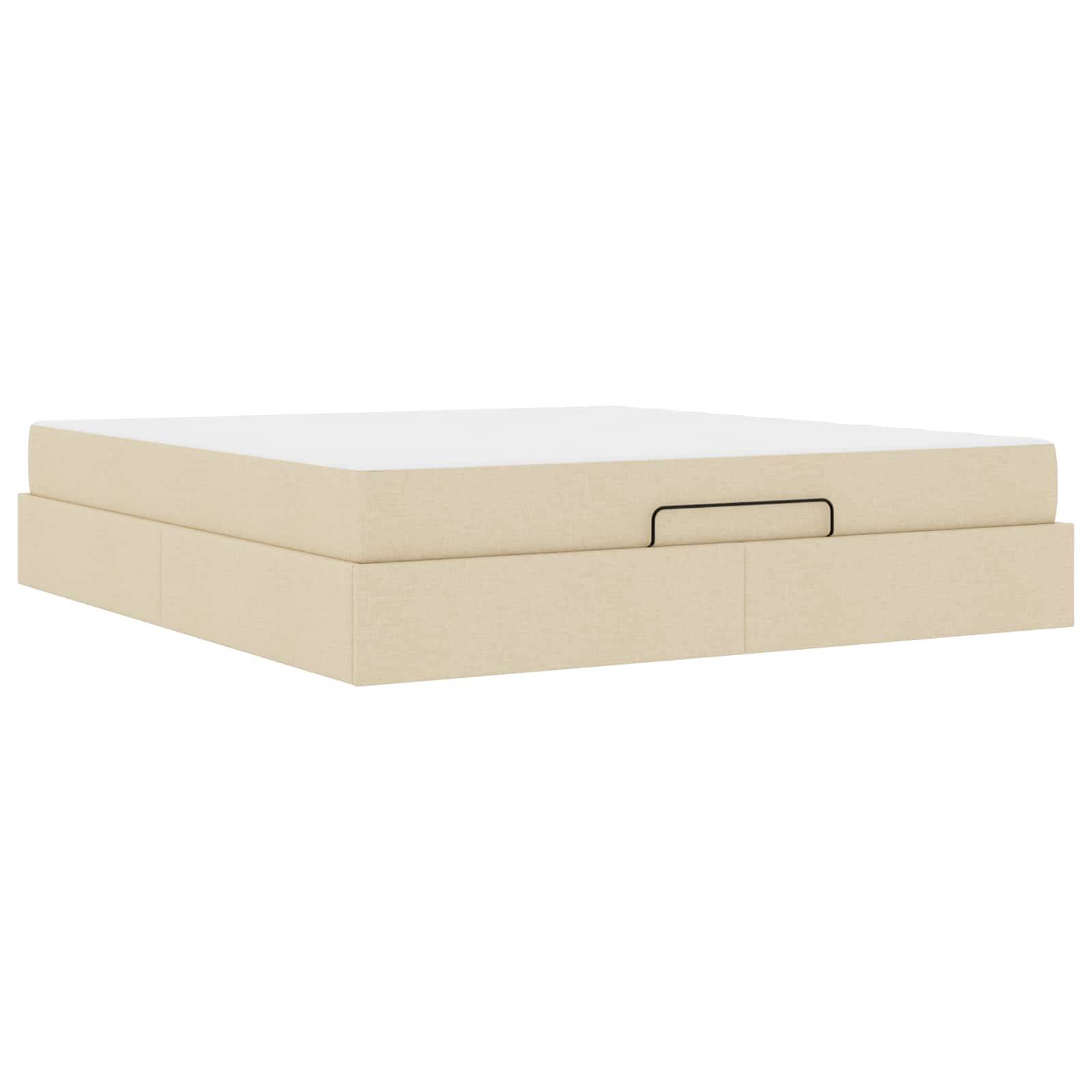 vidaXL Bettgestell mit Matratze 2 pcs Creme Stoff