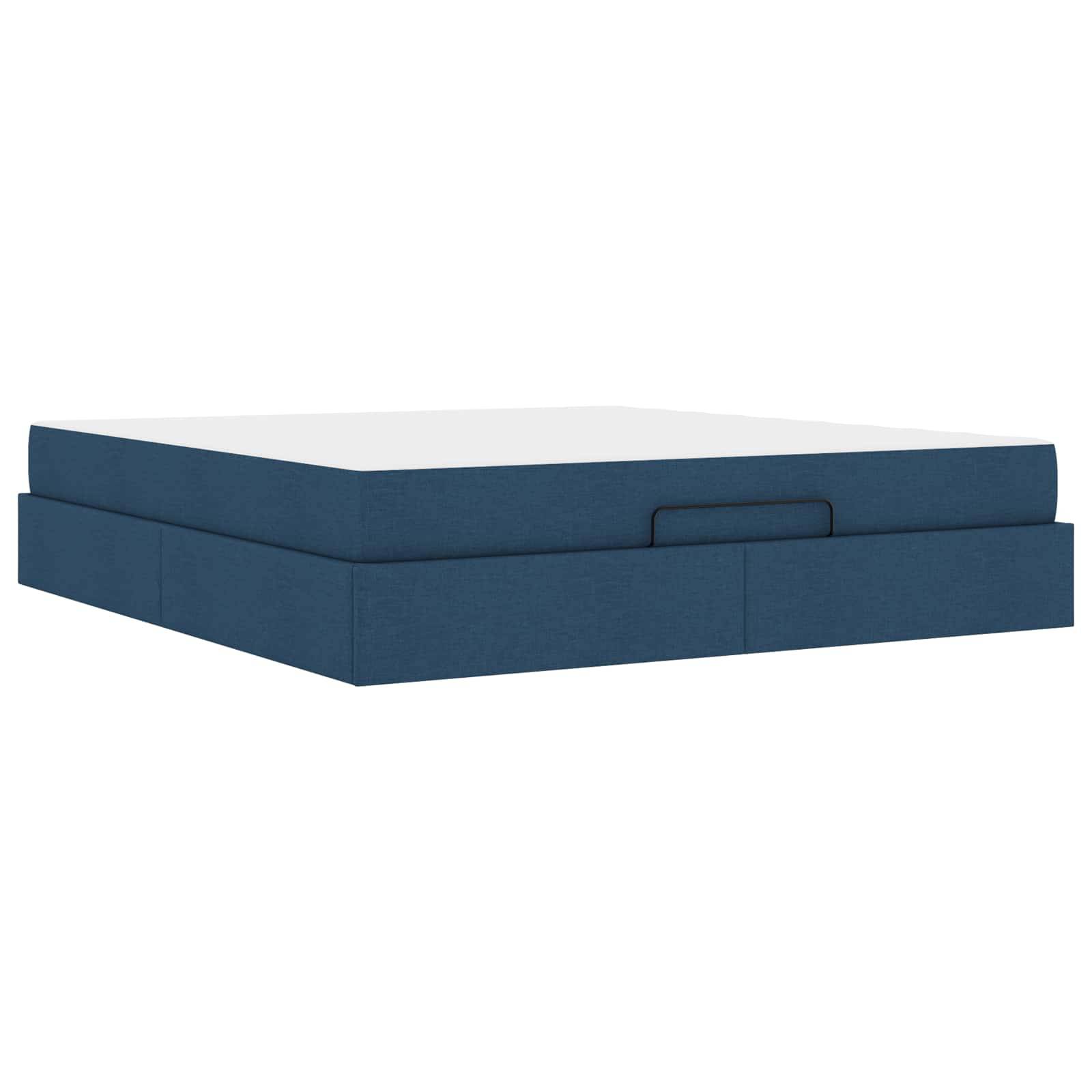 vidaXL Bettgestell mit Matratze 2 pcs Blau Stoff