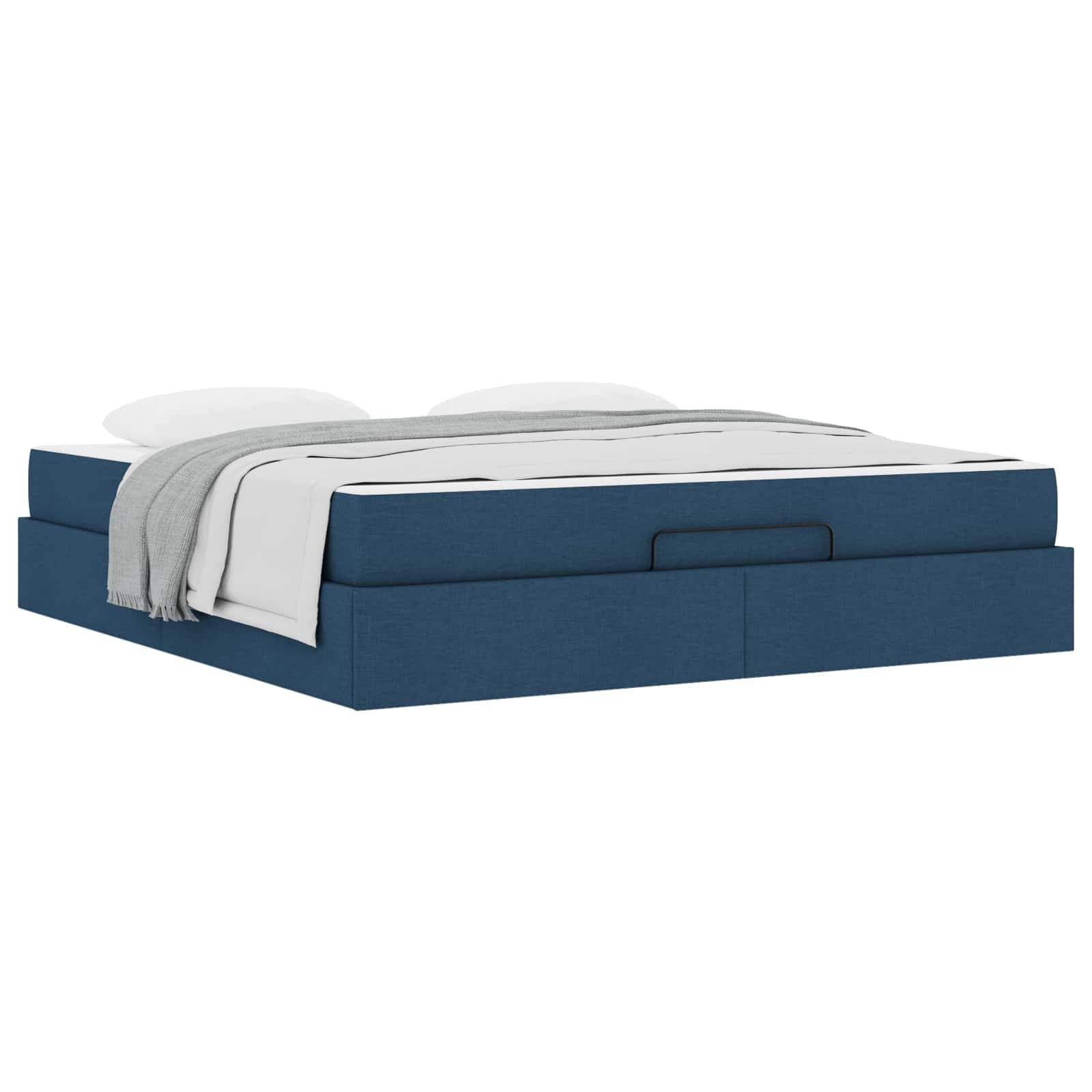 vidaXL Bettgestell mit Matratze 2 pcs Blau Stoff