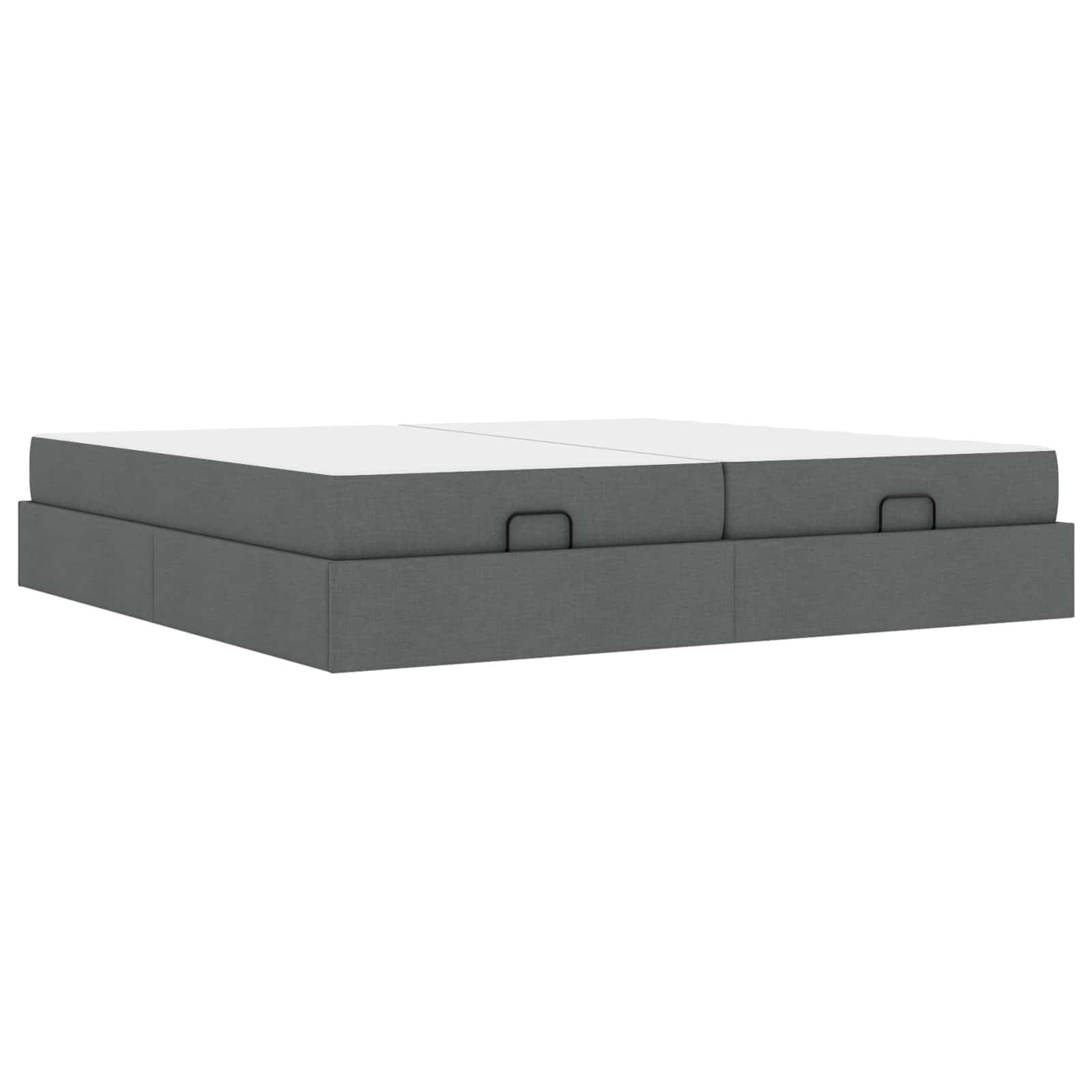 vidaXL Bettgestell mit Matratze mit Matratze 2 pcs Dunkelgrau Stoff