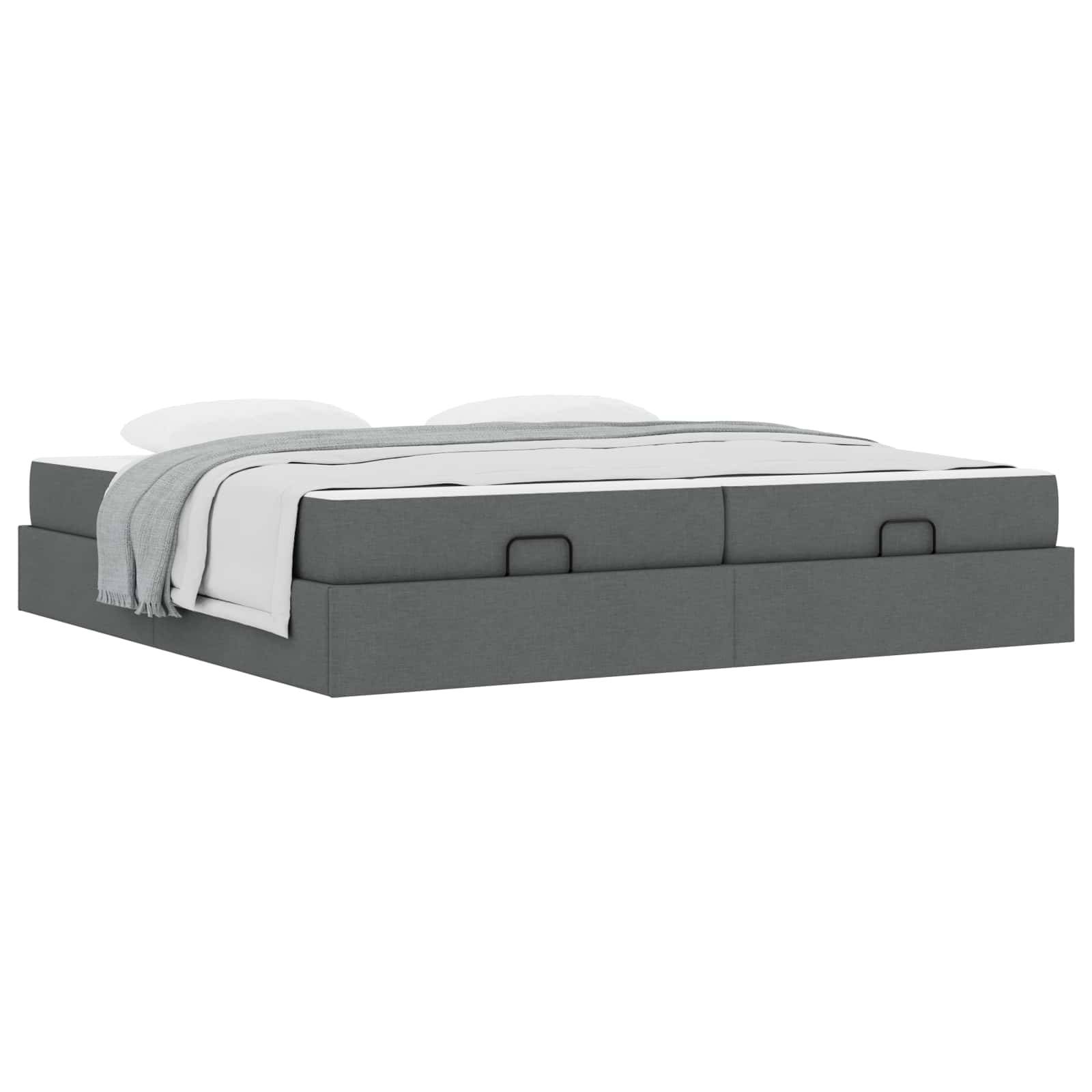 vidaXL Bettgestell mit Matratze mit Matratze 2 pcs Dunkelgrau Stoff