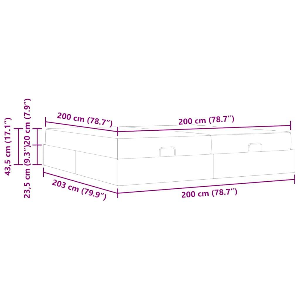 vidaXL Bettgestell mit Matratze mit Matratze 2 pcs Hellgrau Samt
