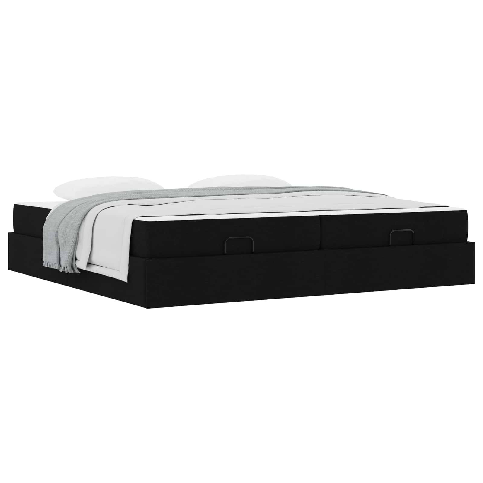 vidaXL Bettgestell mit Matratze mit Matratze 2 pcs Schwarz Stoff
