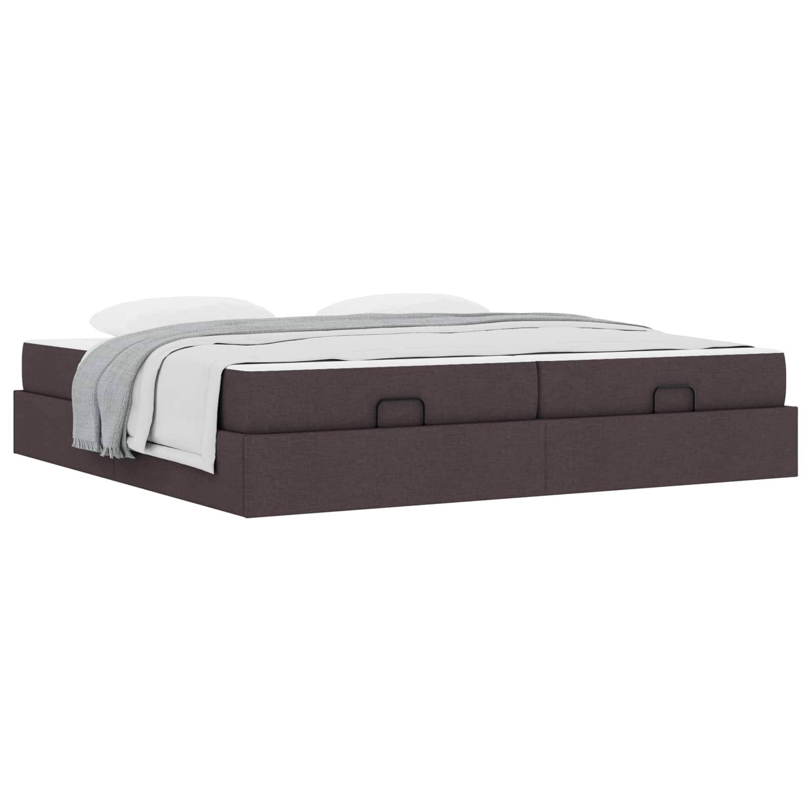 vidaXL Bettgestell mit Matratze mit Matratze 2 pcs Hellbraun Stoff