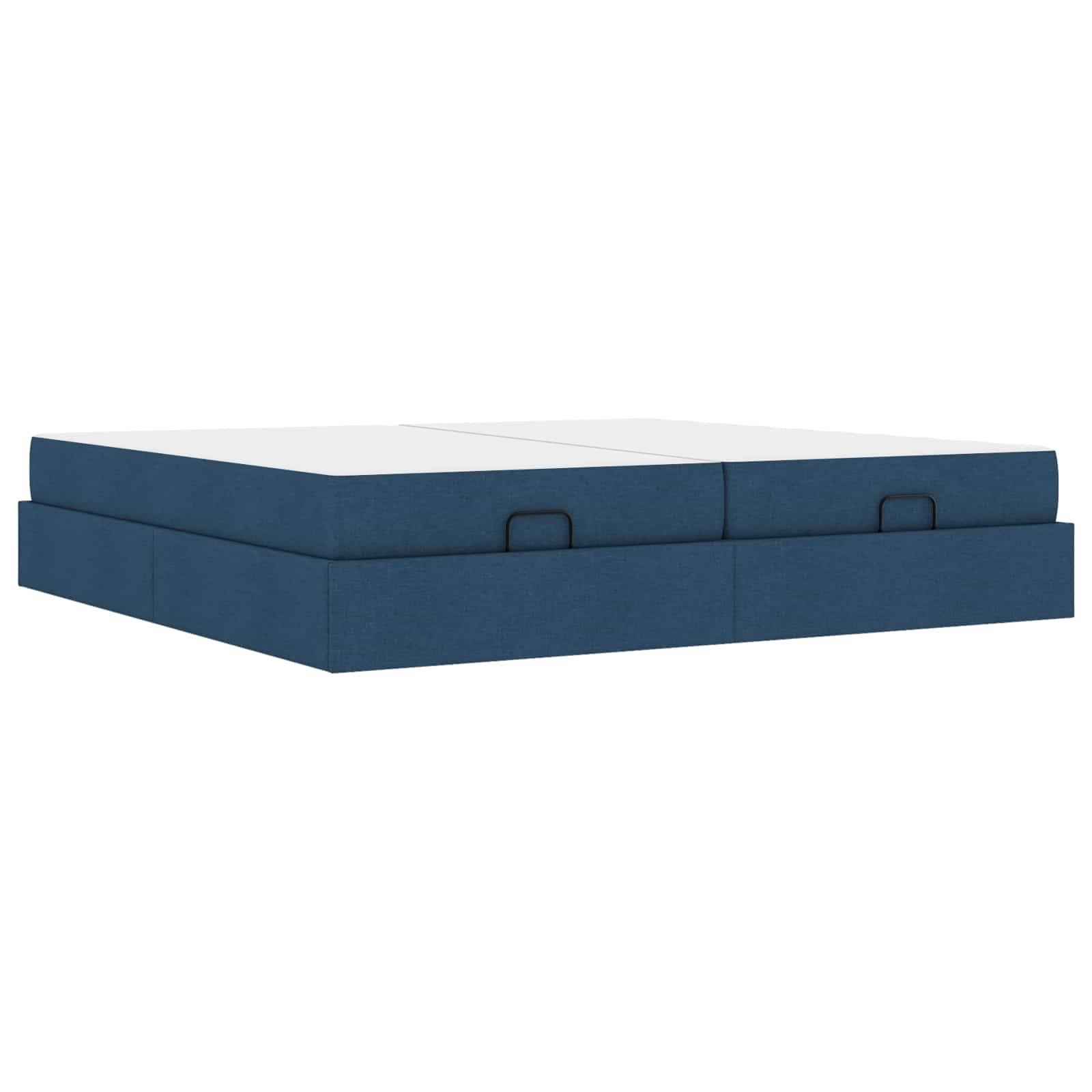 vidaXL Bettgestell mit Matratze mit Matratze 2 pcs Blau Stoff