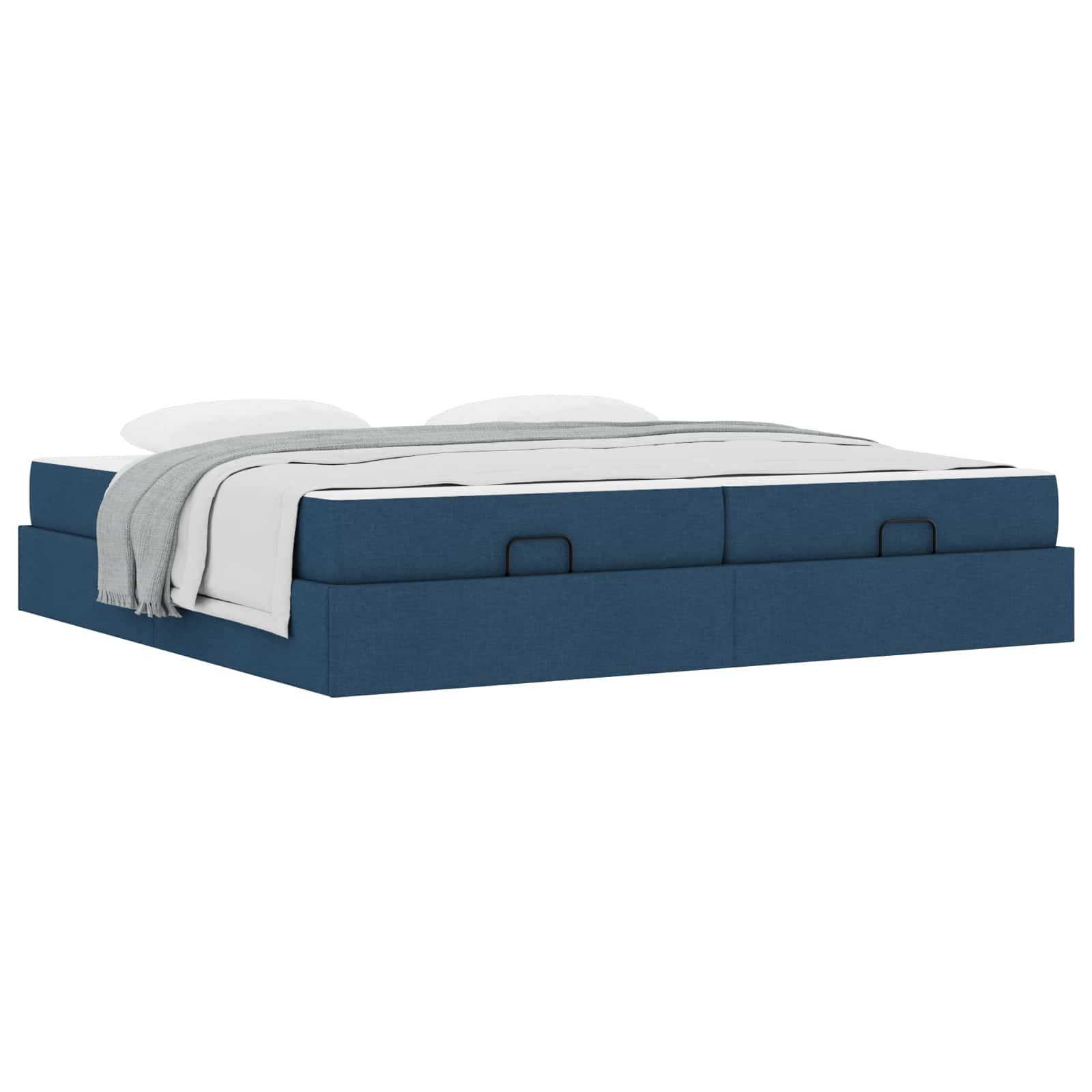 vidaXL Bettgestell mit Matratze mit Matratze 2 pcs Blau Stoff