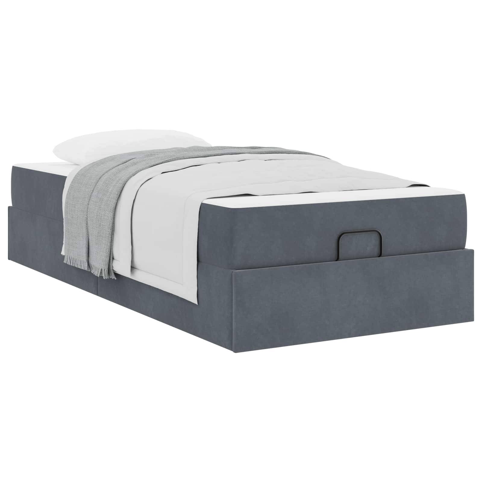 vidaXL Bettgestell mit Matratze 2 pcs Dunkelgrau Samt
