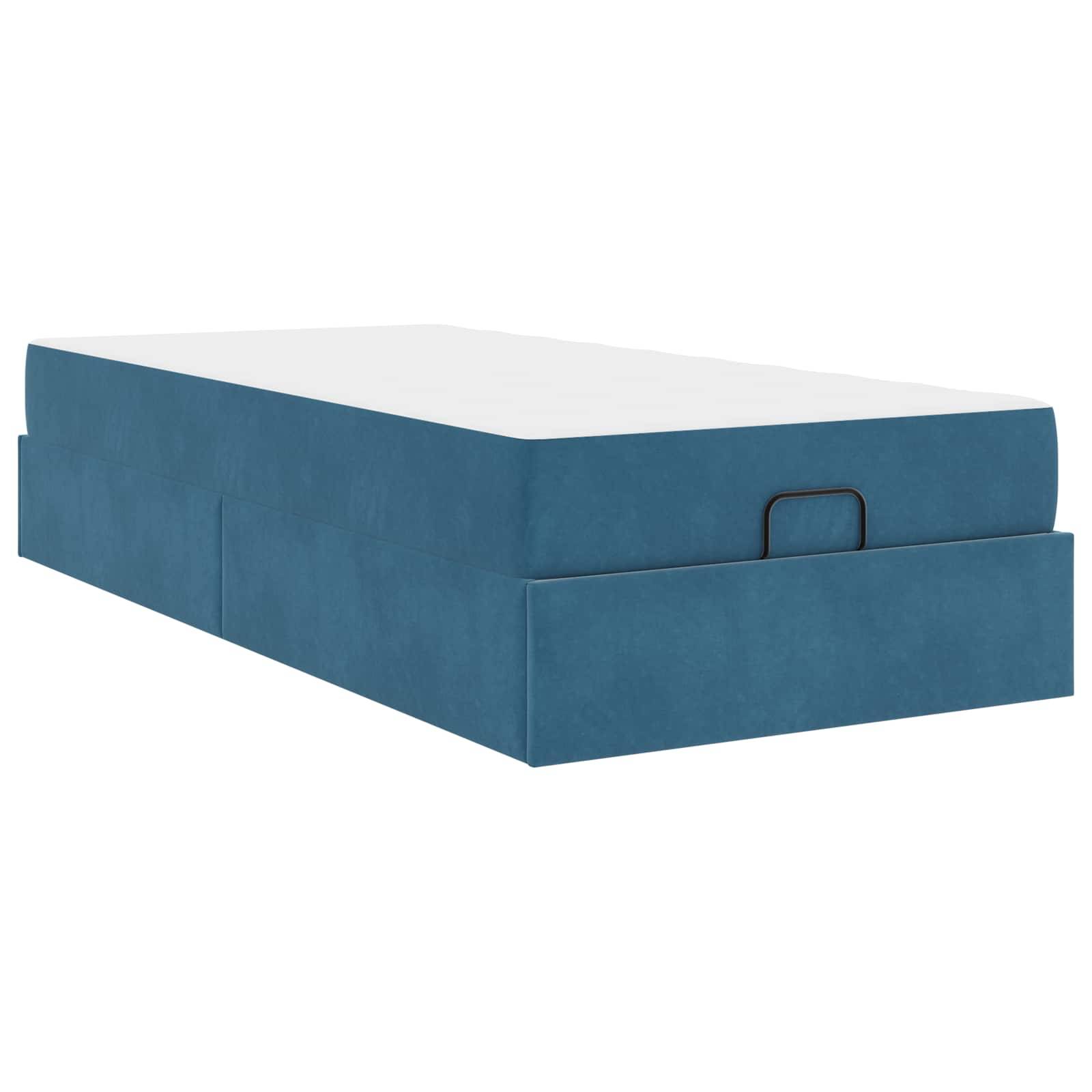 vidaXL Bettgestell mit Matratze 2 pcs Blau Samt