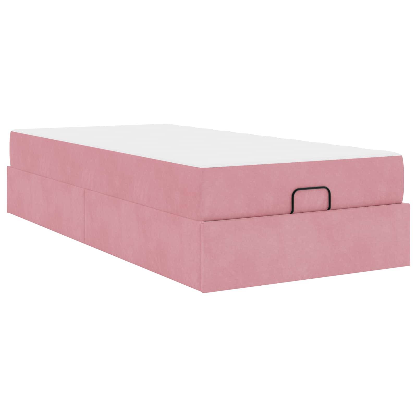 vidaXL Bettgestell mit Matratze 2 pcs Rosa Samt