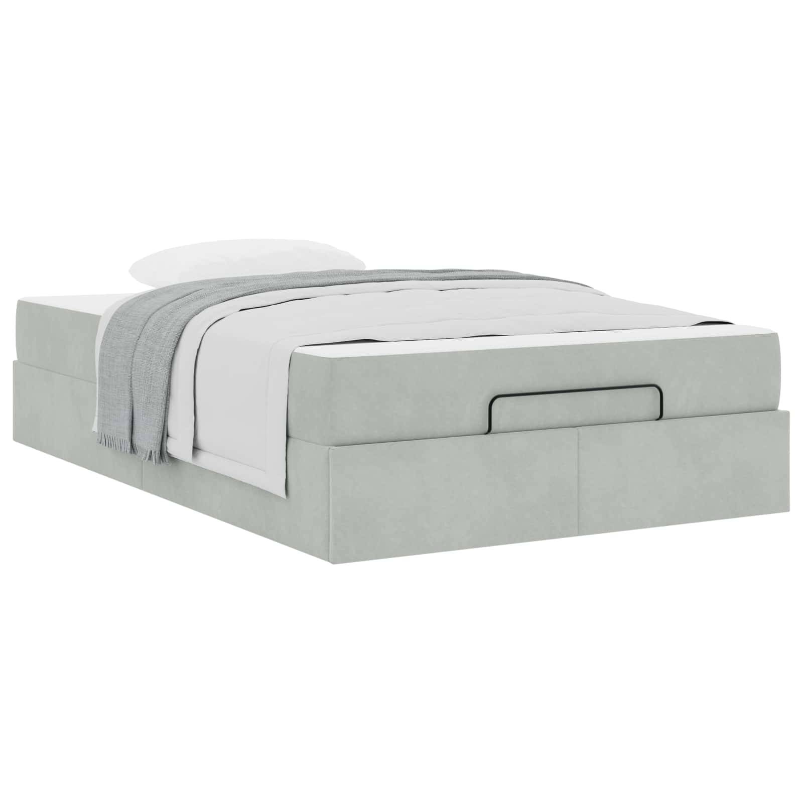 vidaXL Bettgestell mit Matratze 2 pcs Hellgrau Samt