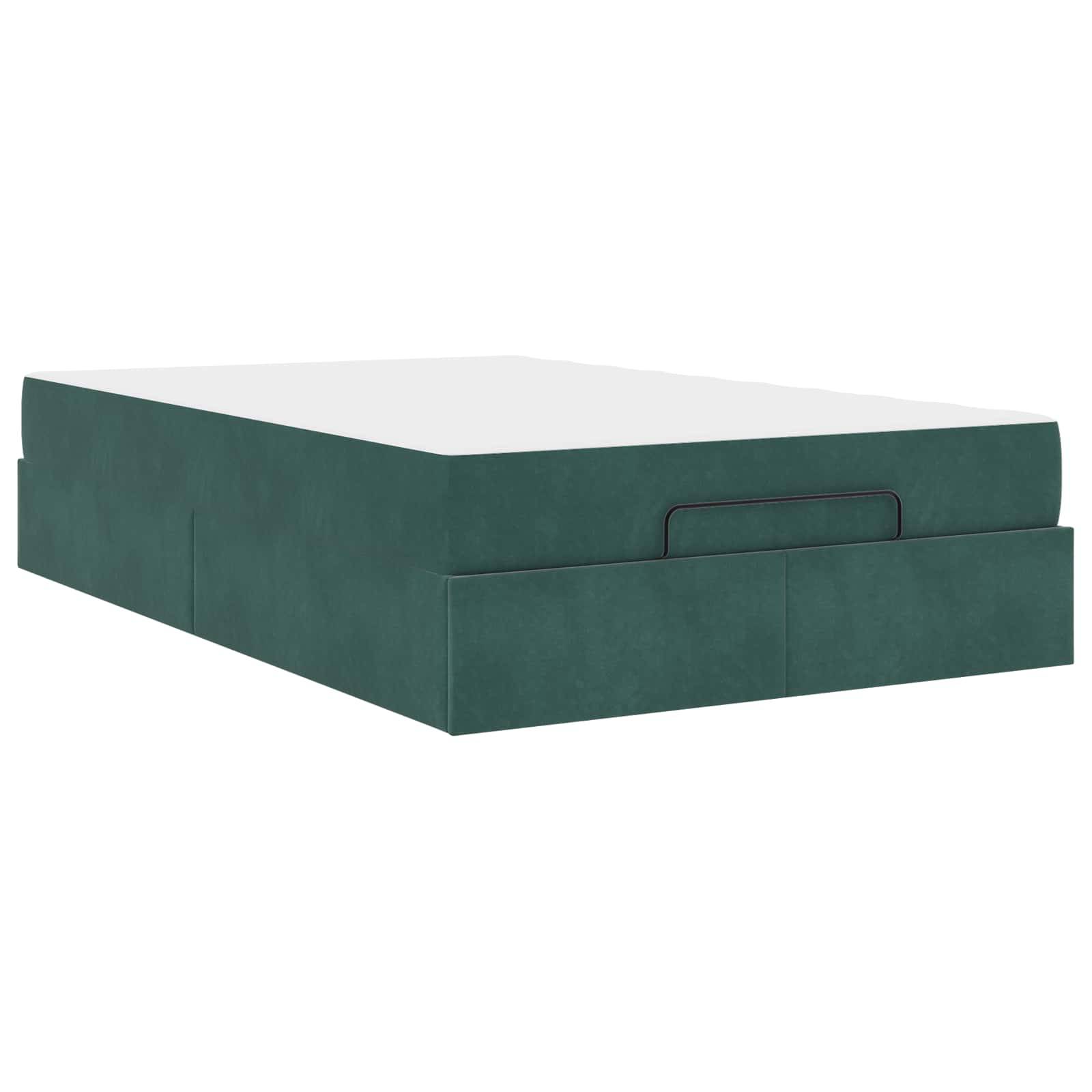 vidaXL Bettgestell mit Matratze 2 pcs Grün Samt