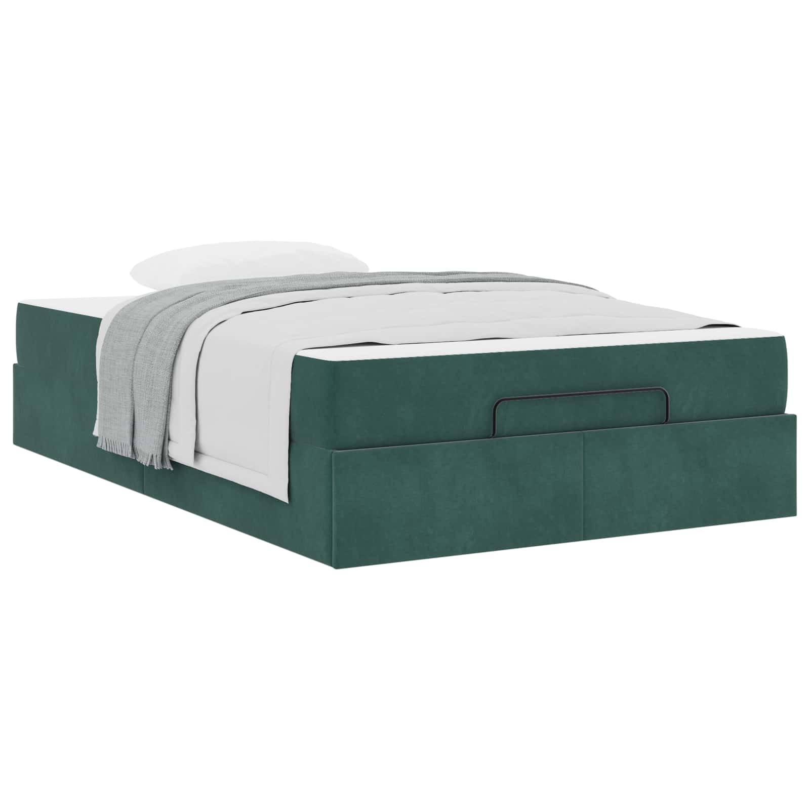 vidaXL Bettgestell mit Matratze 2 pcs Grün Samt