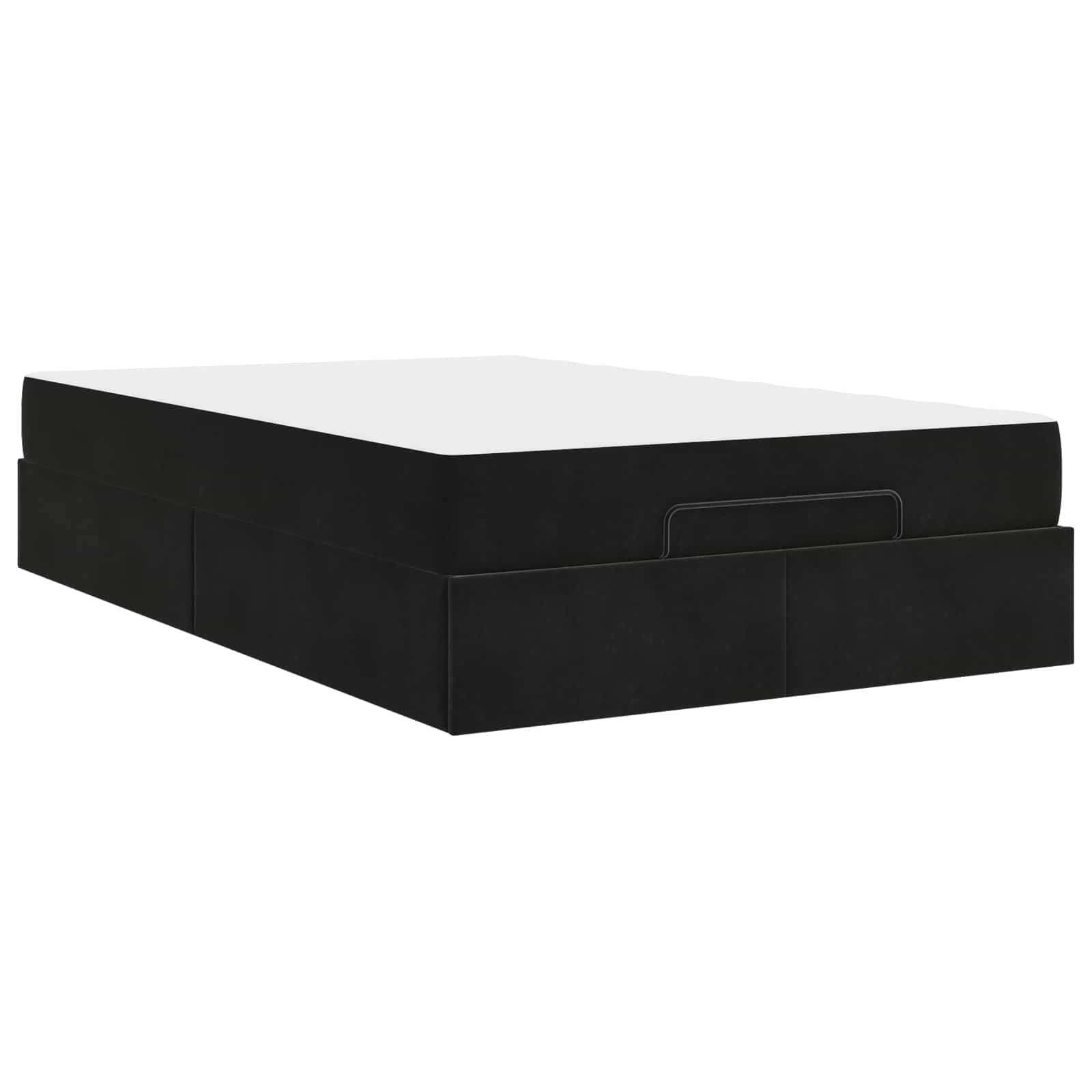 vidaXL Bettgestell mit Matratze 2 pcs Schwarz Samt